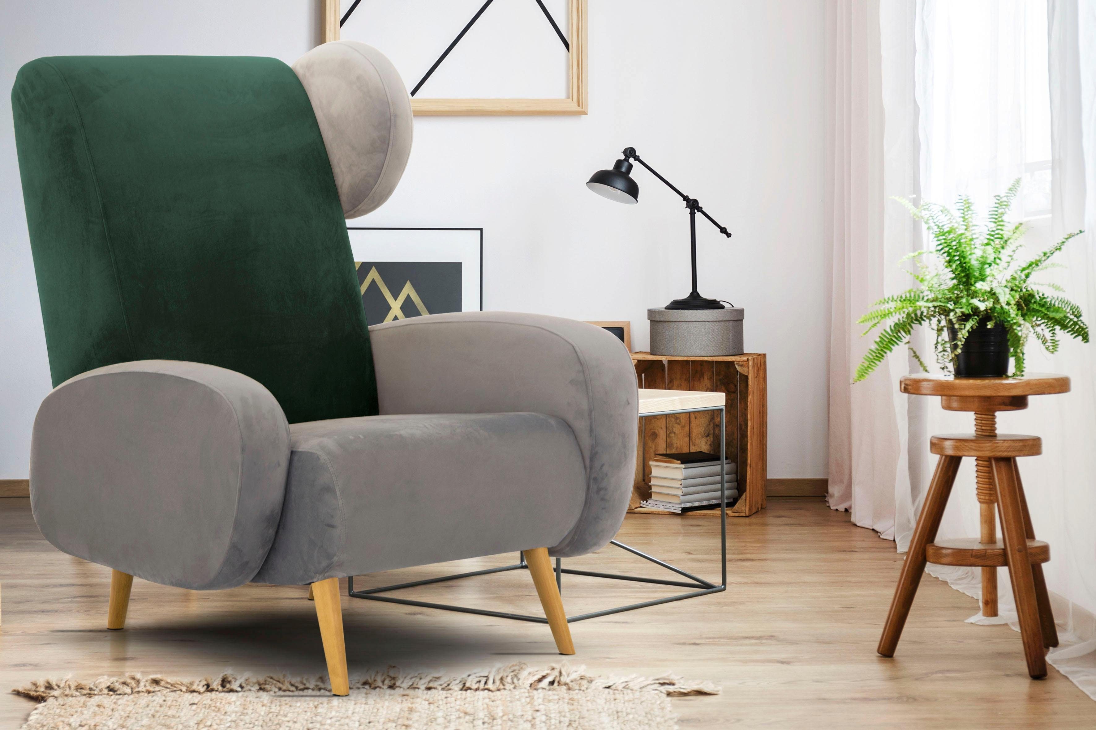 Home affaire Fauteuil Gox oorschelpstoel in buitengewoon stijlvolle look fauteuils groen