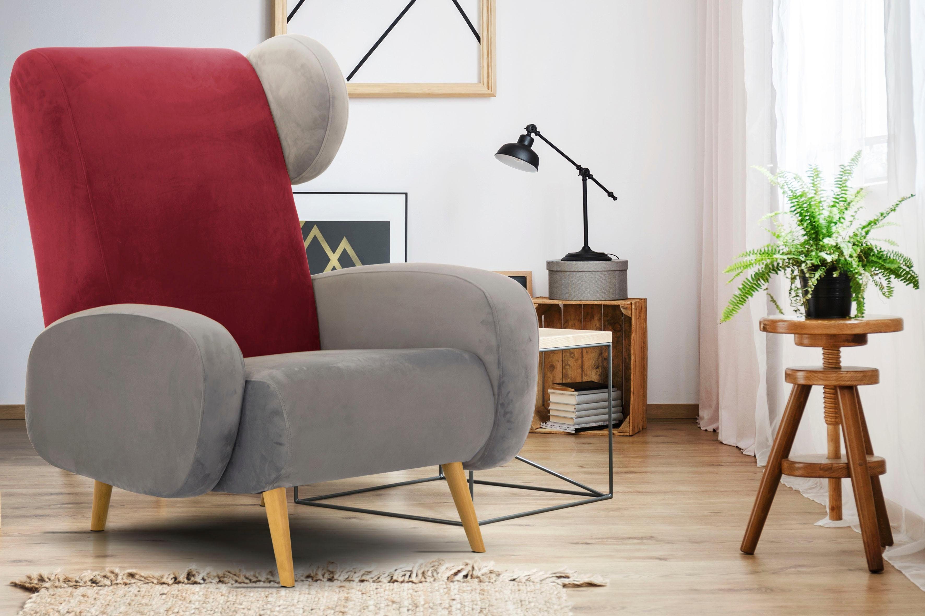 Home affaire Fauteuil Gox oorschelpstoel in buitengewoon stijlvolle look fauteuils rood
