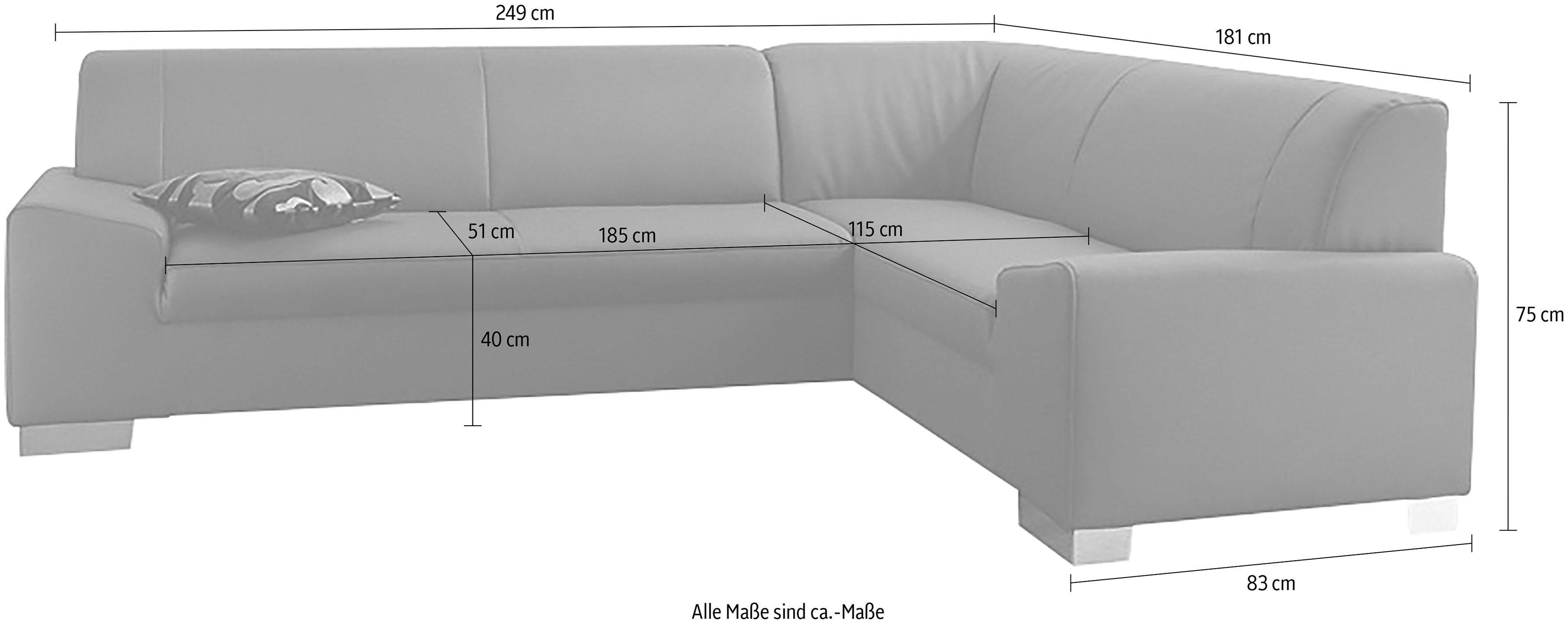 DOMO collection Hoekbank Alisson L-vorm stevig zitcomfort, optioneel met bedfunctie