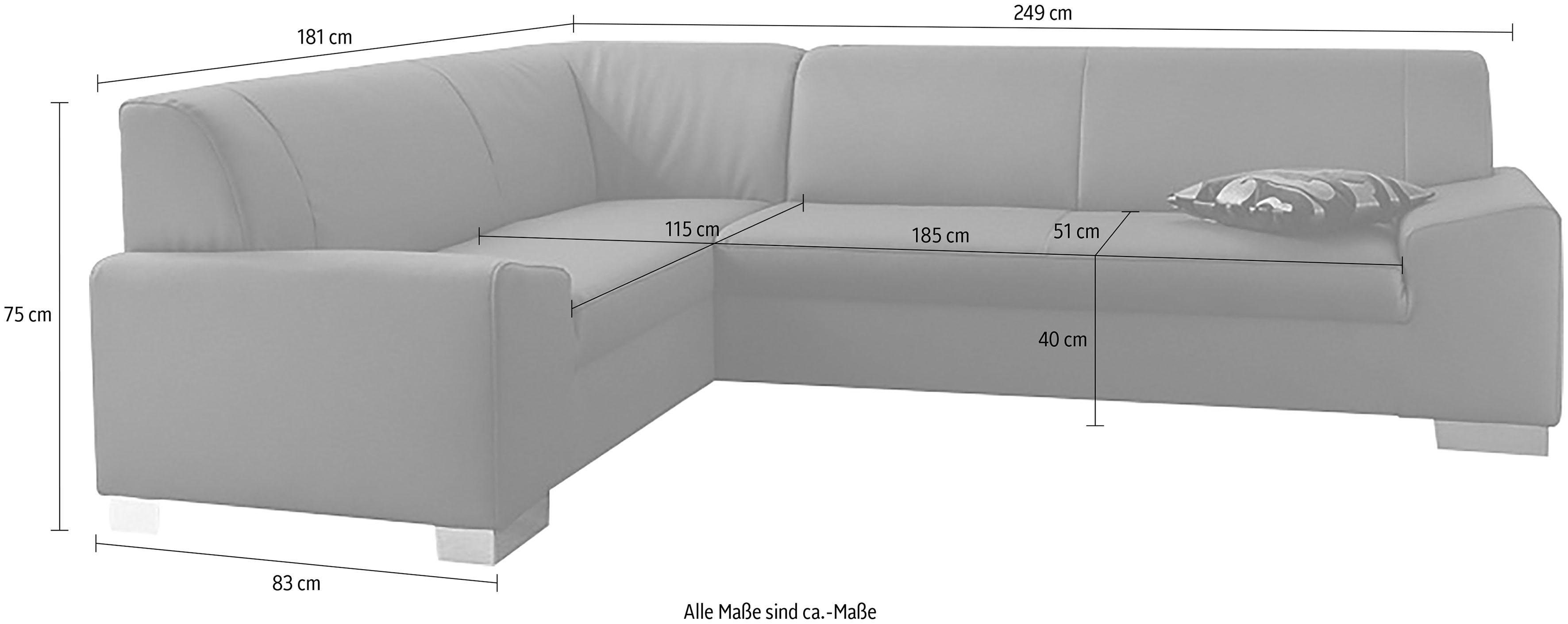 DOMO collection Hoekbank Alisson L-vorm stevig zitcomfort, optioneel met bedfunctie