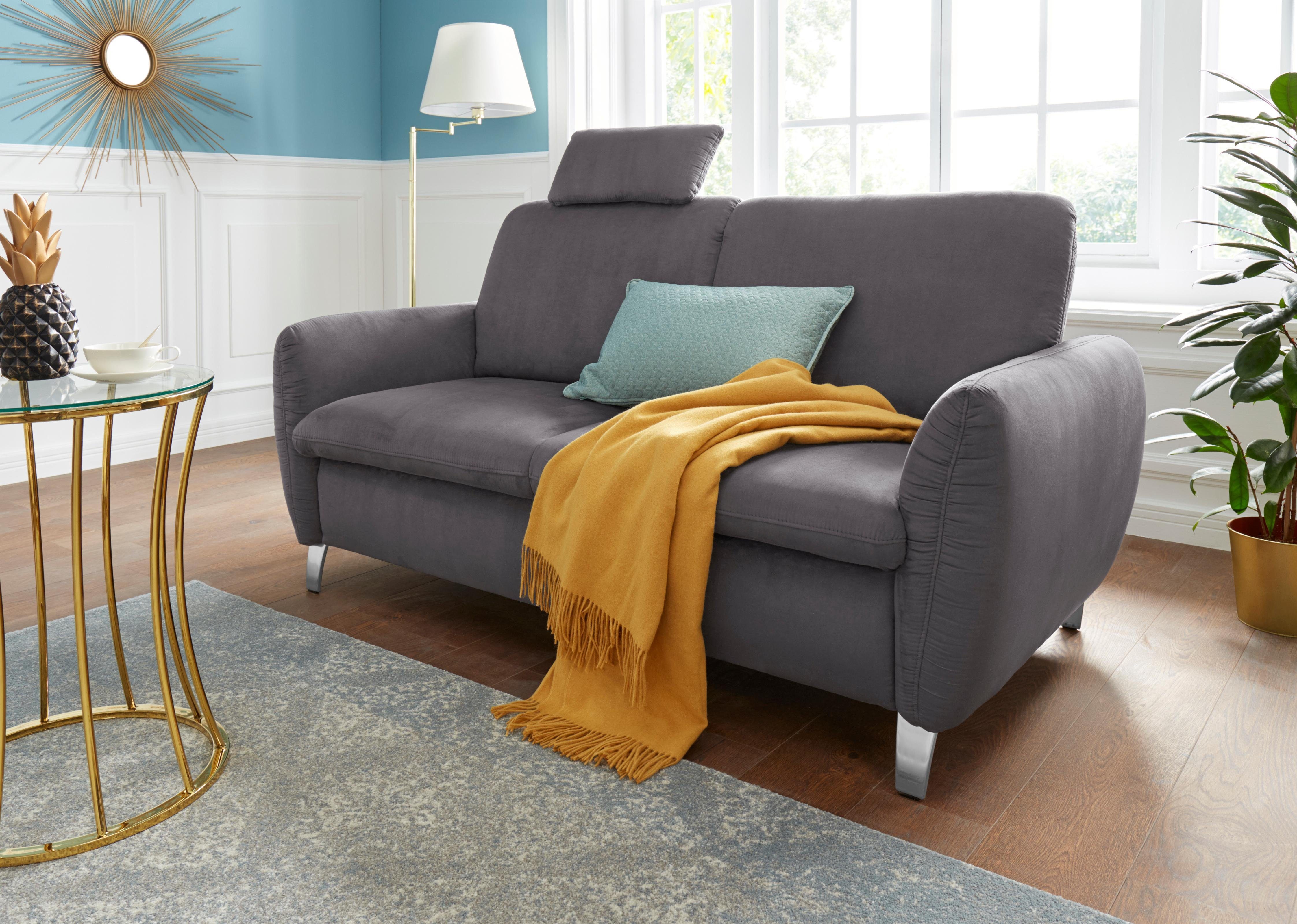 sit&more 2,5-zitsbank Daytona met binnenvering en een hoofdsteun grijs, 2-zitsbanken, 180 cm