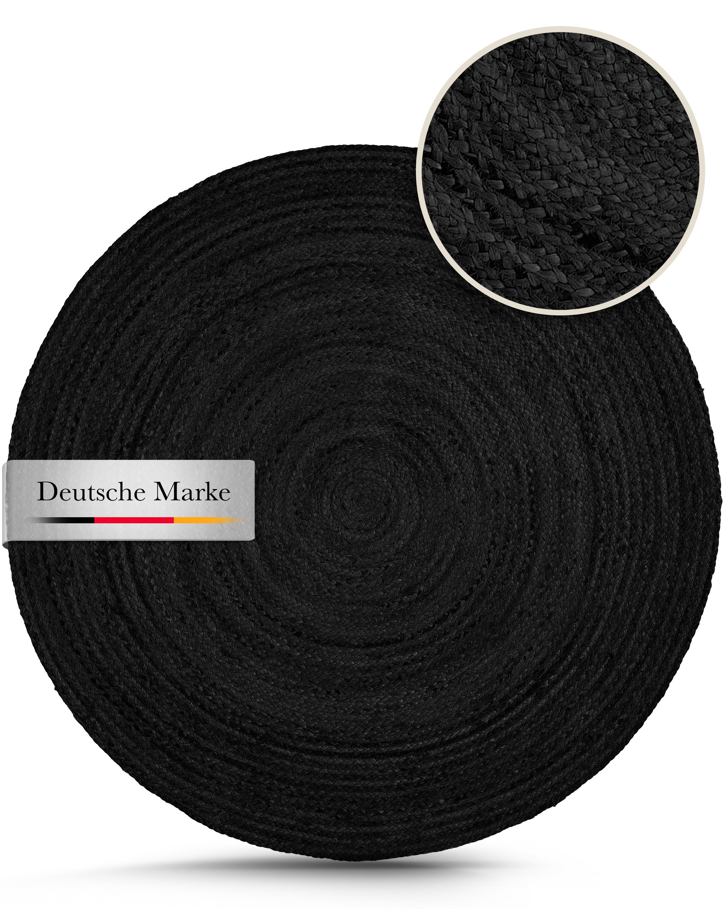 carpetfine Vloerkleed Nele jute-vloerkleed natuurmateriaal gevlochten tweezijdig te gebruiken kleed van 100% jute, in rond en ovaal, vele maten