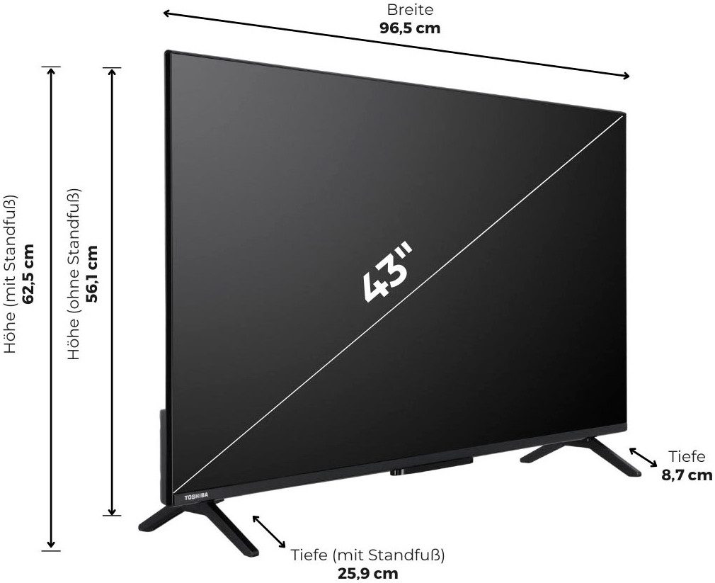 Toshiba DLED-tv, 108 cm / 43", 4K Ultra HD, Smart TV