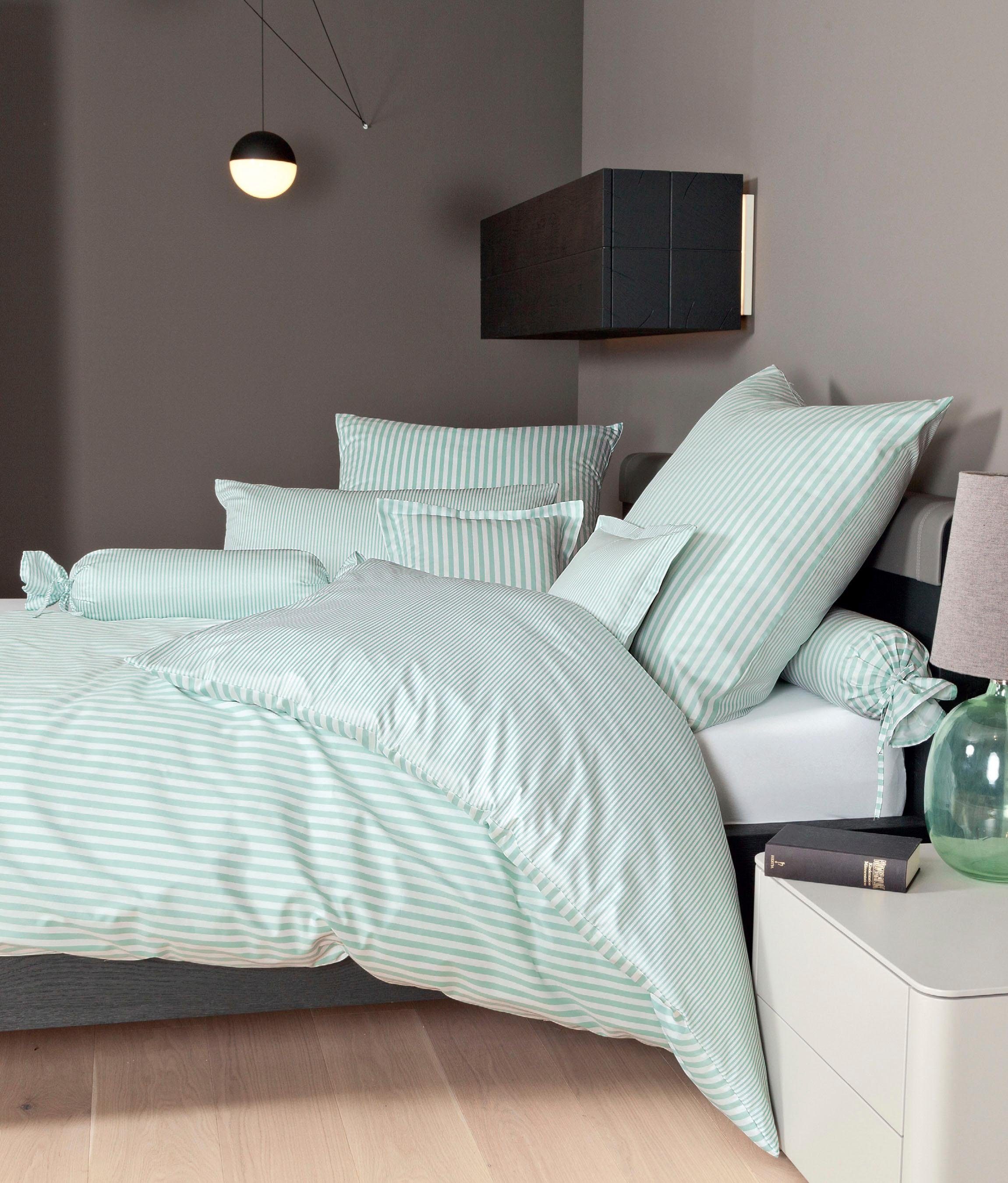 Janine Tweezijdig te gebruiken overtrekset Modernclassic 3912, 100% katoen dekbedovertrekken maat 1x 155x220 cm groen