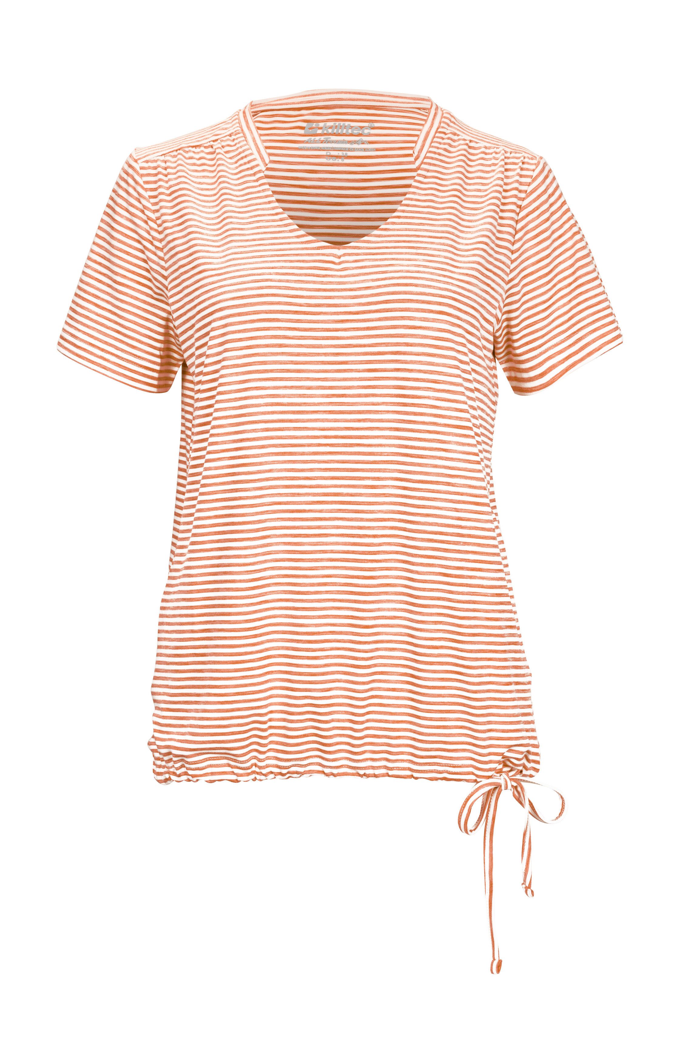 Killtec T-shirt Lilleo WMN TSHRT F Gestreept, snel drogend functioneel shirt met verstelbare zoom dames shirts maat 40 rood