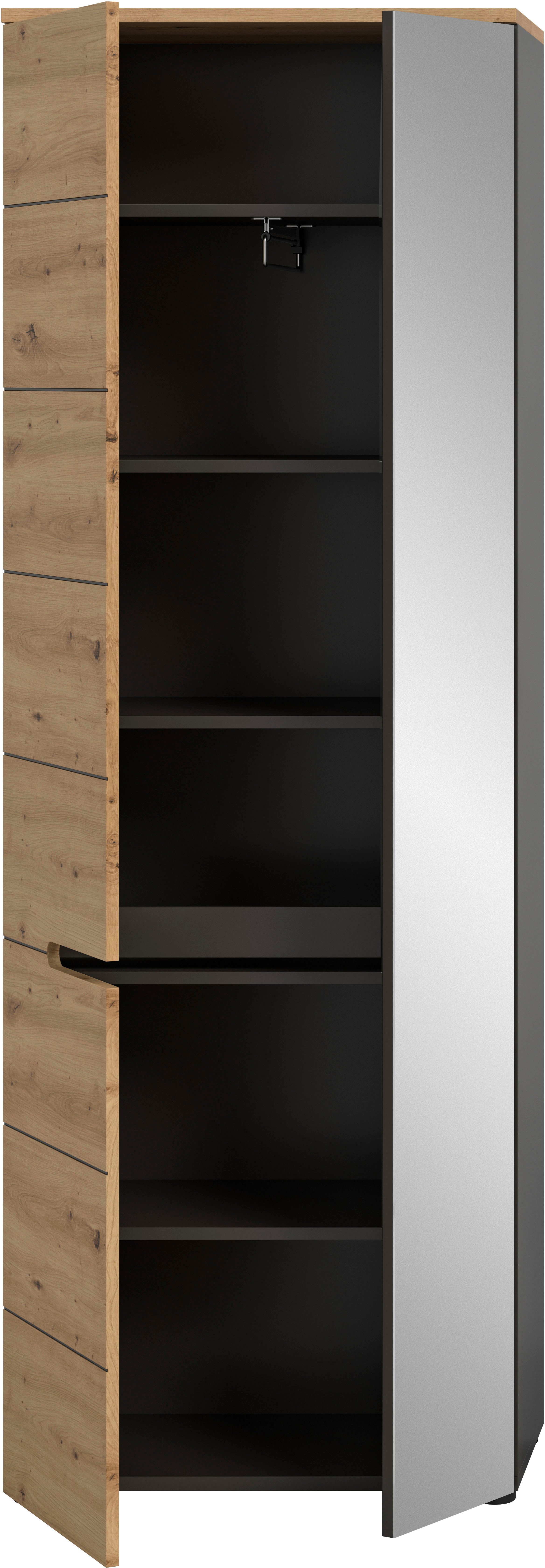INOSIGN Kledingkast Rehat, hoogte: 190 cm, in basalt grijs/ Artisan eiken, 2 deuren, 6 vakken