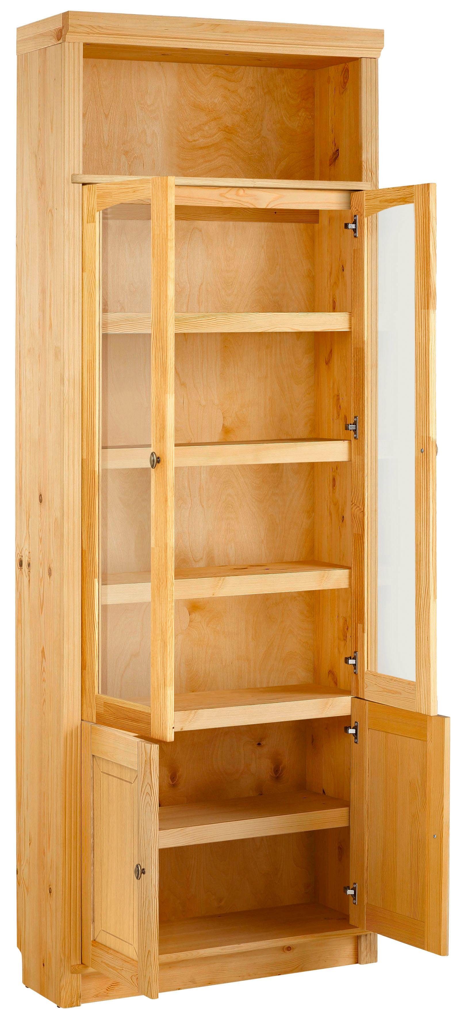 Home affaire Boekenkast Soeren massief grenen, in 2 hoogten, diepte 29 cm, deuren met vensterglas-inzet