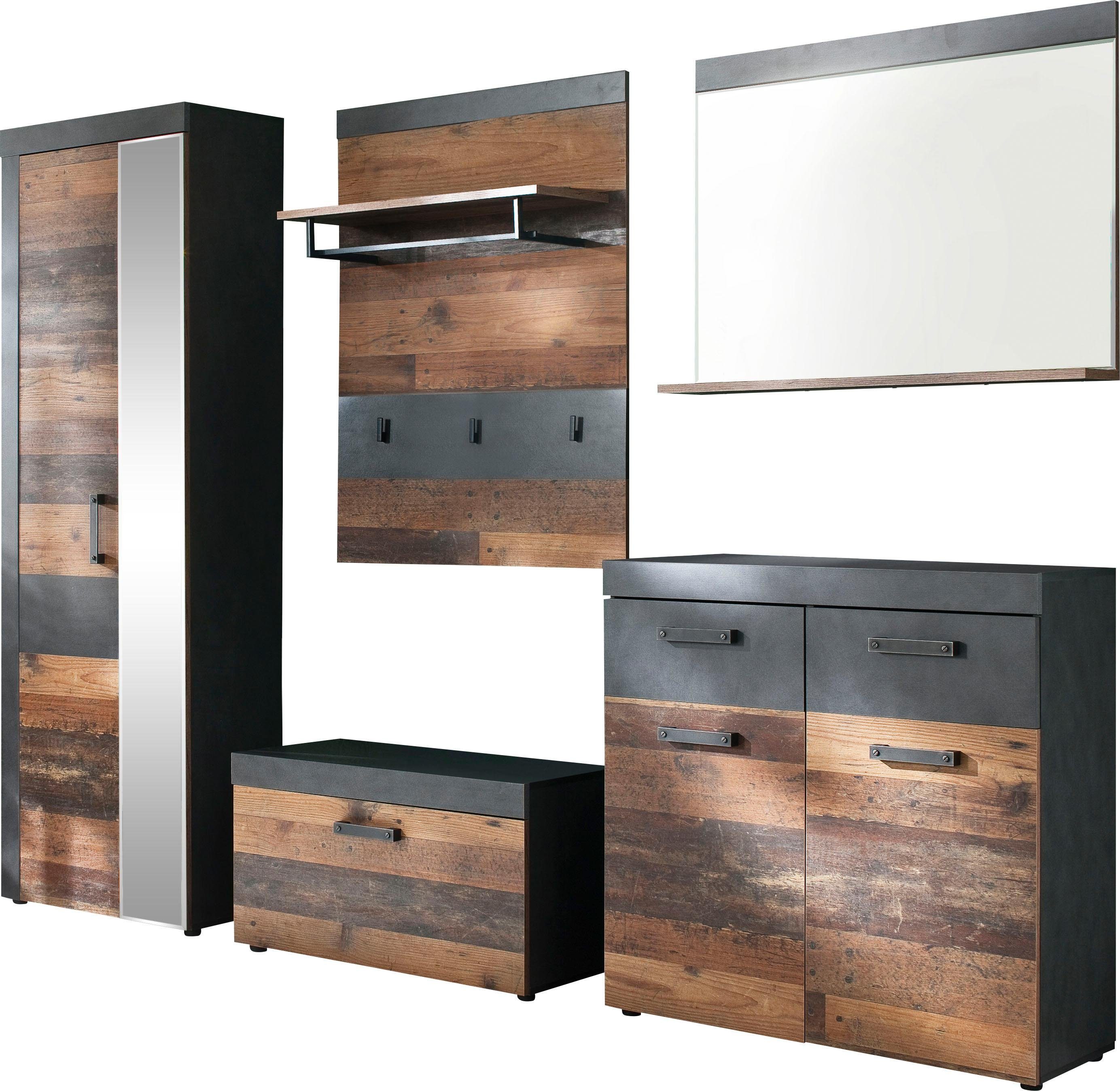 INOSIGN Halmeubelset Ilana moderne industriële stijl (set, 5-delig) wandkapstokken grijs