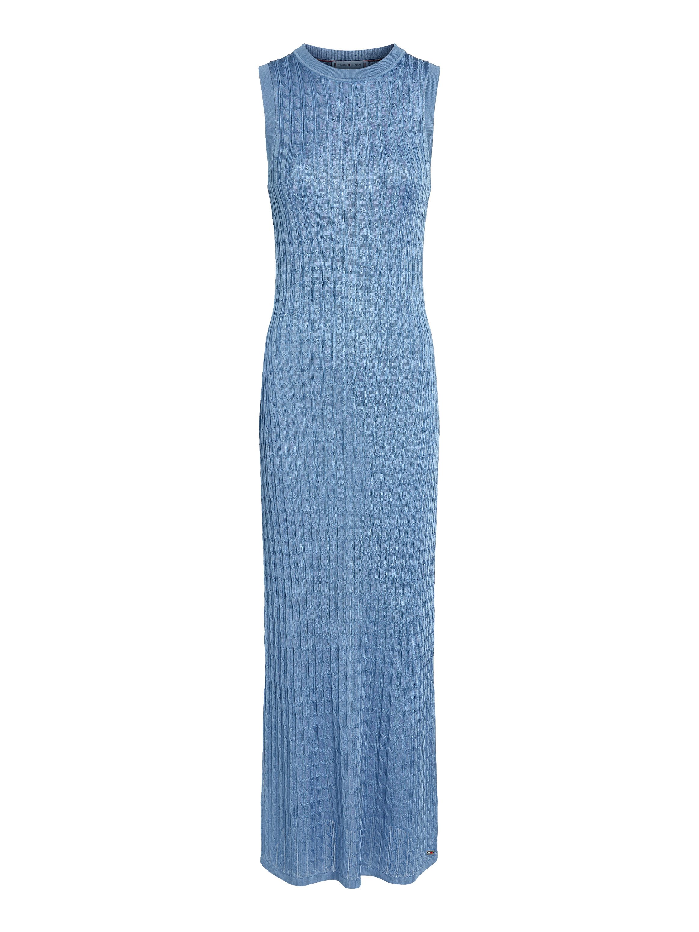Tommy Hilfiger Gebreide jurk RAYON CABLE LONG FLARED DRESS NS