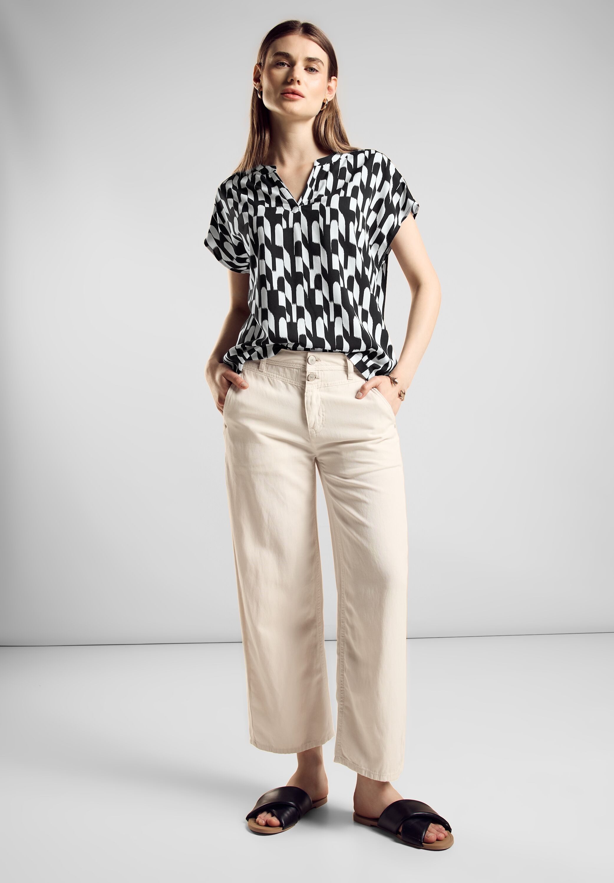 STREET ONE Gedessineerde blouse met grafisch patroon