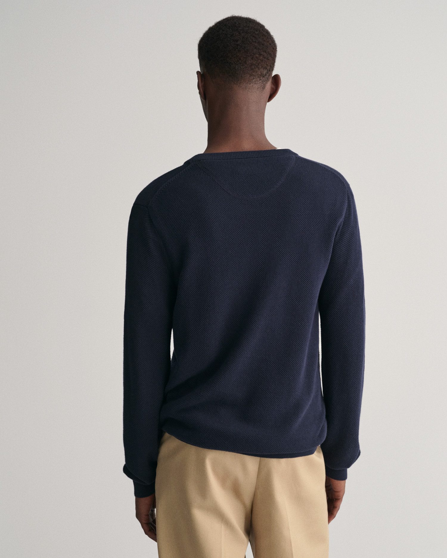 Gant Trui met ronde hals COTTON PIQUE C-NECK met logoborduursel op borsthoogte