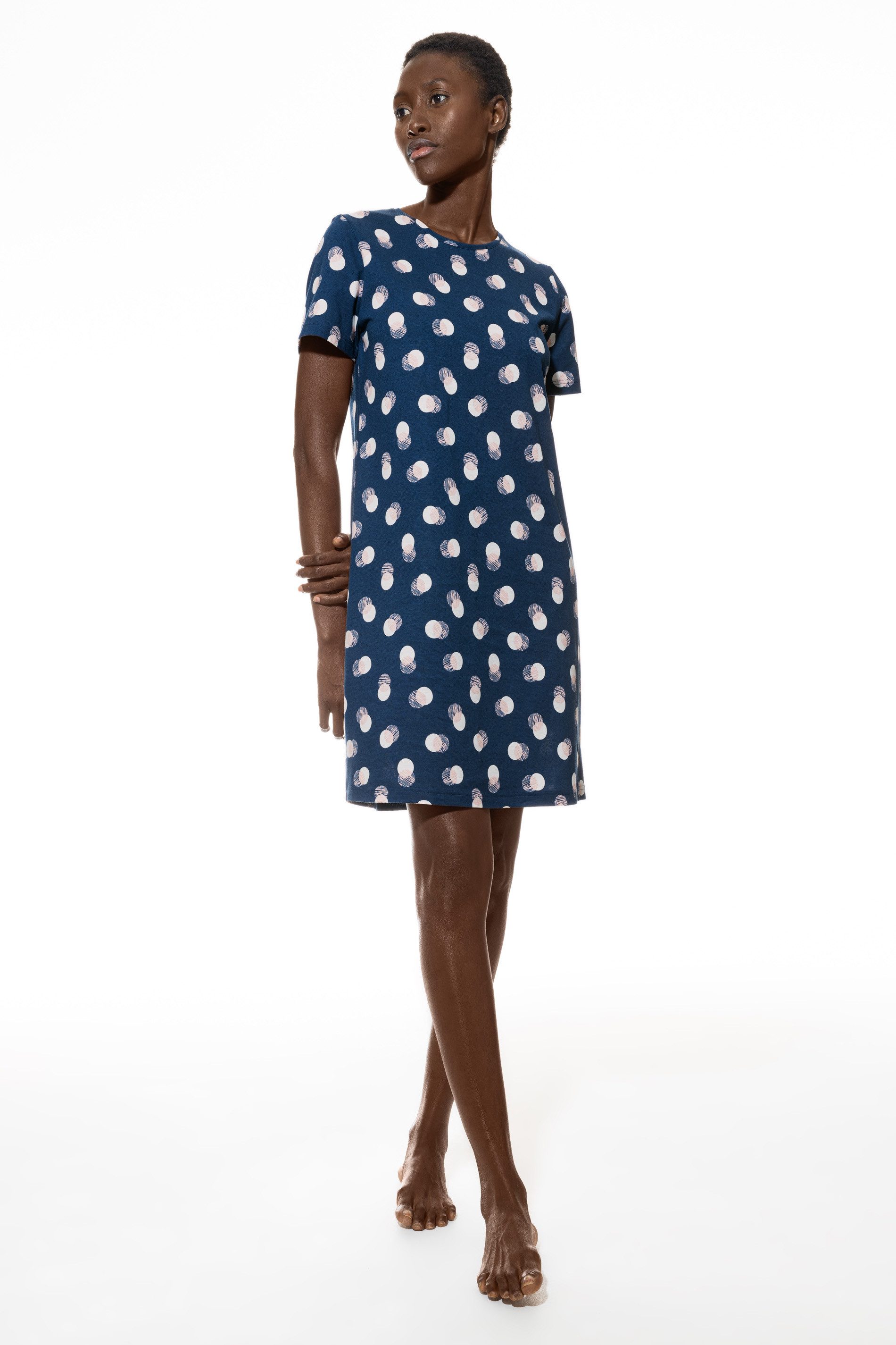 Mey Nachthemd SCRIBBLED DOTS Kleurrijke stippenprint dames nachthemden maat 46 blauw