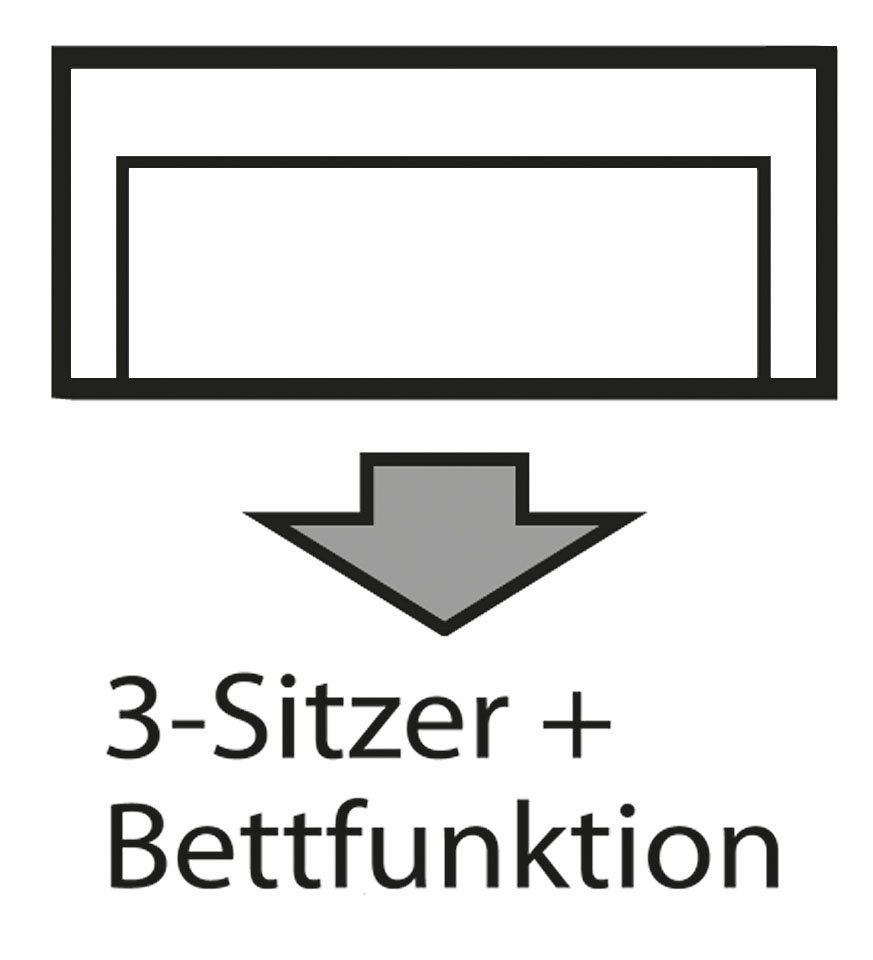 INOSIGN 3-zitsbank BEATRICE optionele slaapbank met bedlade, B/D/H 250/107/92 cm