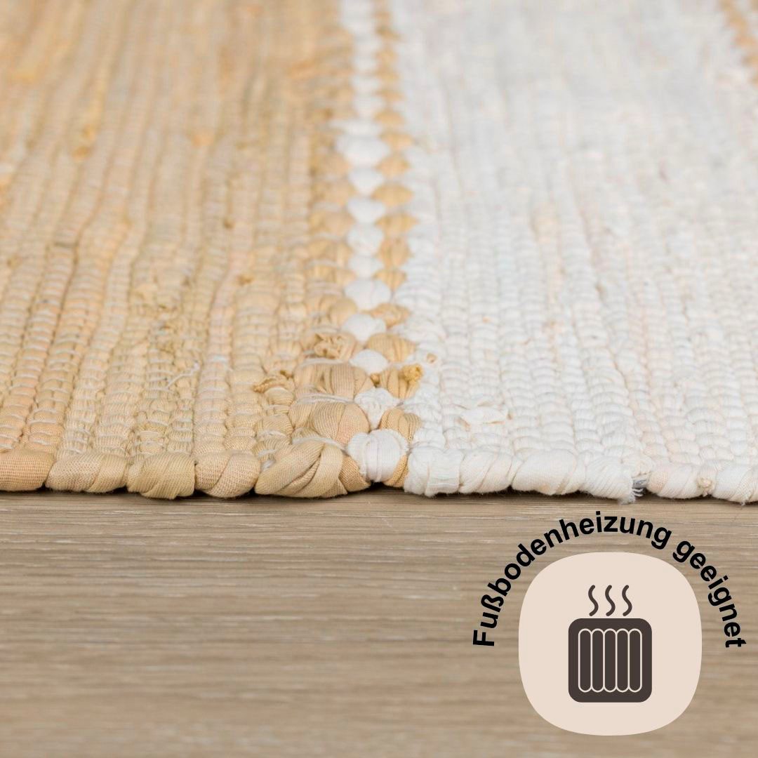 Myflair Möbel & Accessoires Vloerkleed Karim Handgeweven tapijt, gestreept, 90% katoen, handgeweven, met franjes