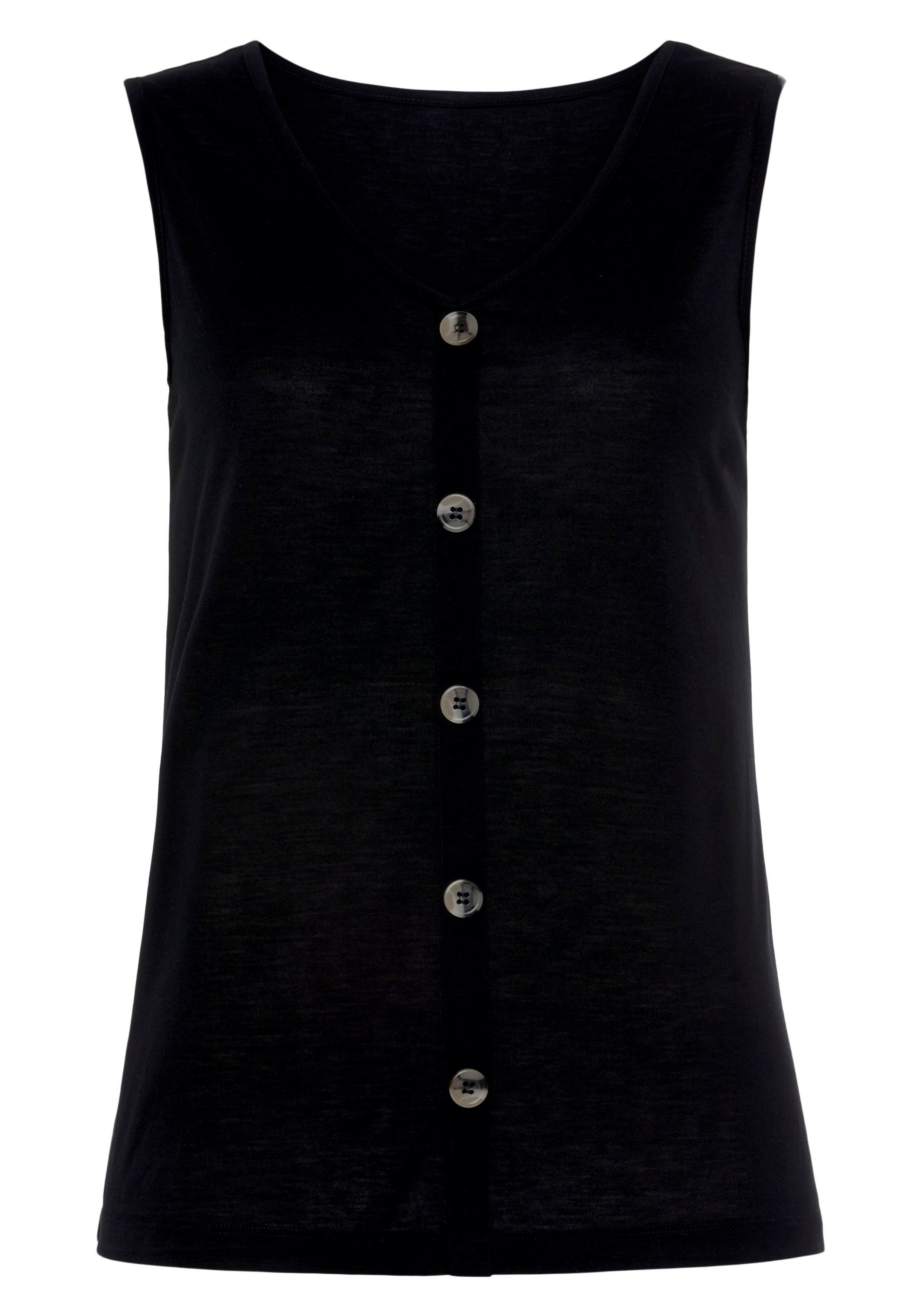 Lascana Shirttop Met sierknoopsluiting in een gemakkelijk te onderhouden kwaliteit (2-delig, Set van 2)