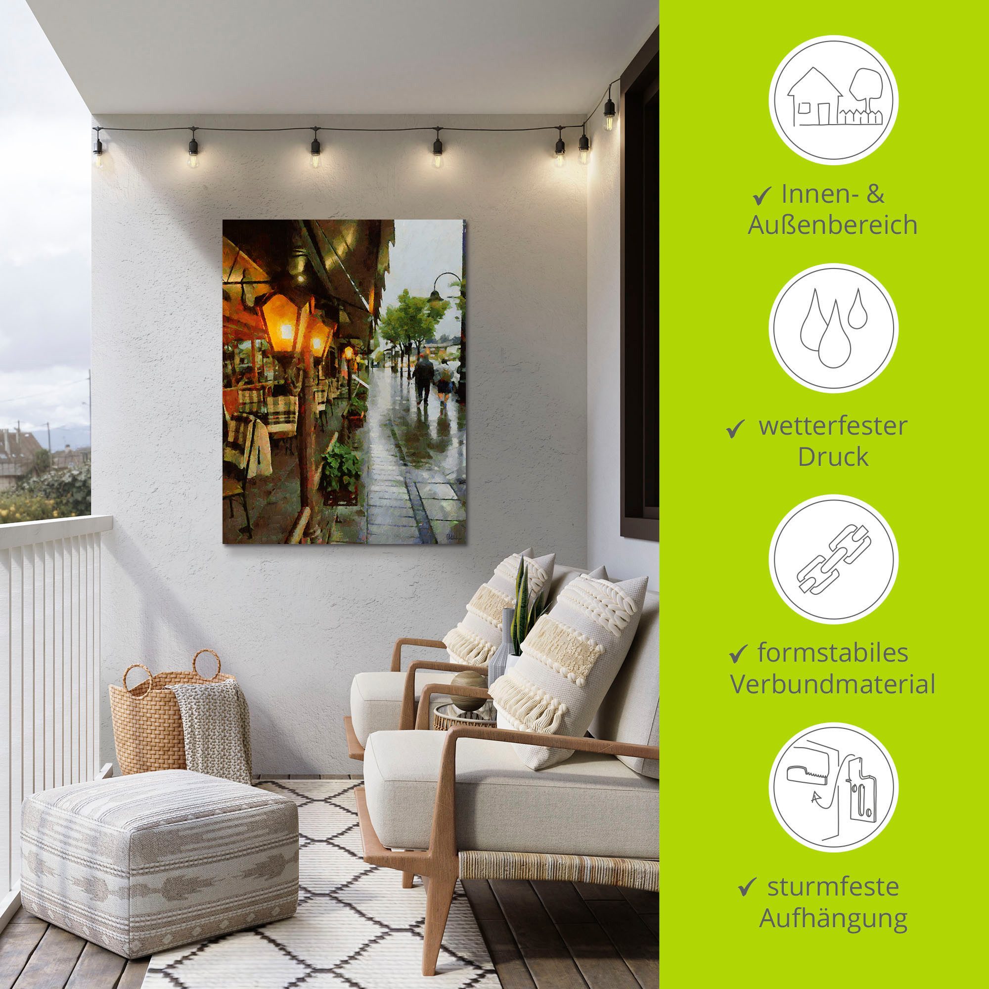 Artland Artprint Restaurant Lampen als artprint van aluminium, artprint voor buiten, artprint op linnen, poster in verschillende maten. maten