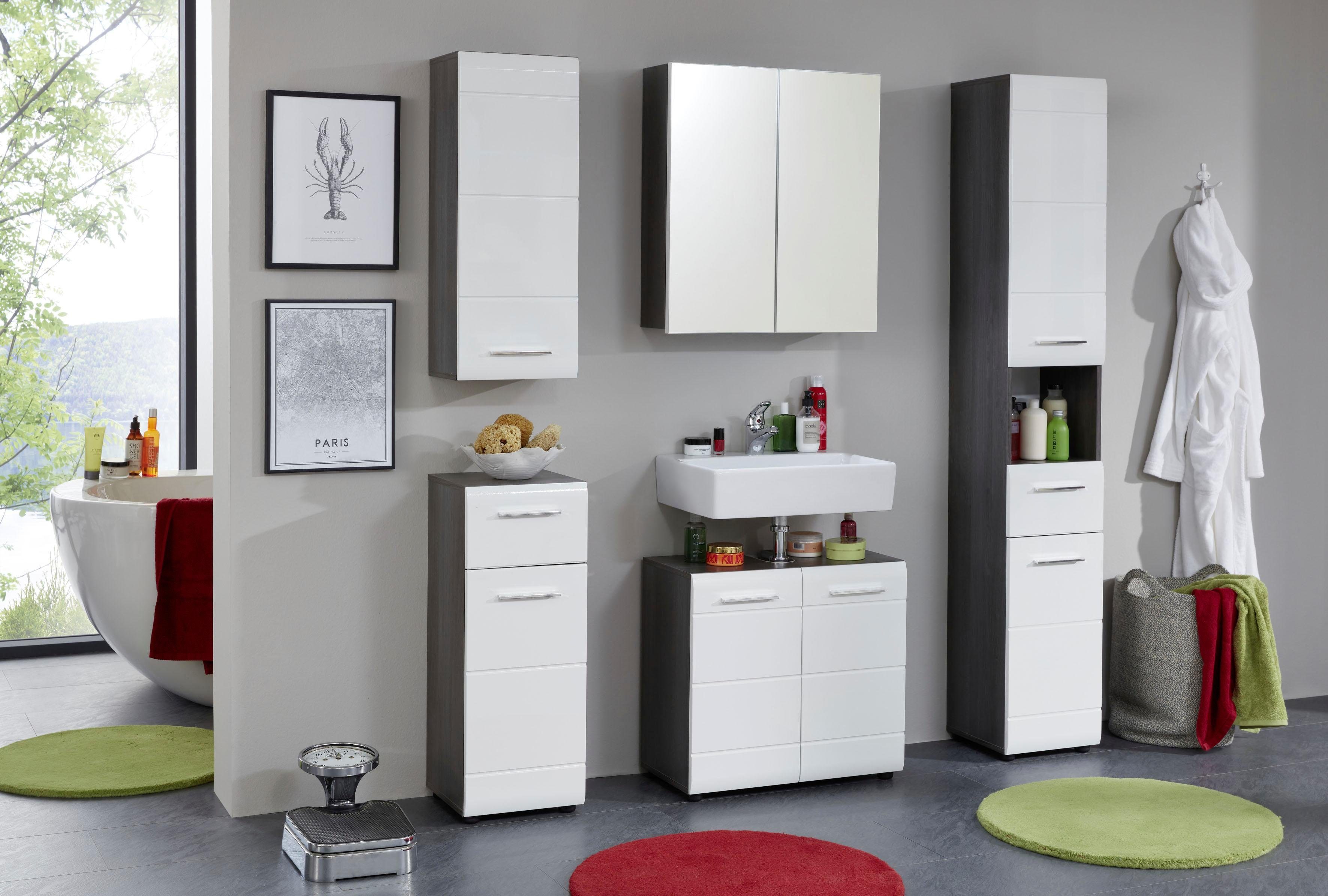 INOSIGN Hoge kast Sovana Badkamerskast in hoogglanslook - (B/D/H) 30/31/182 cm