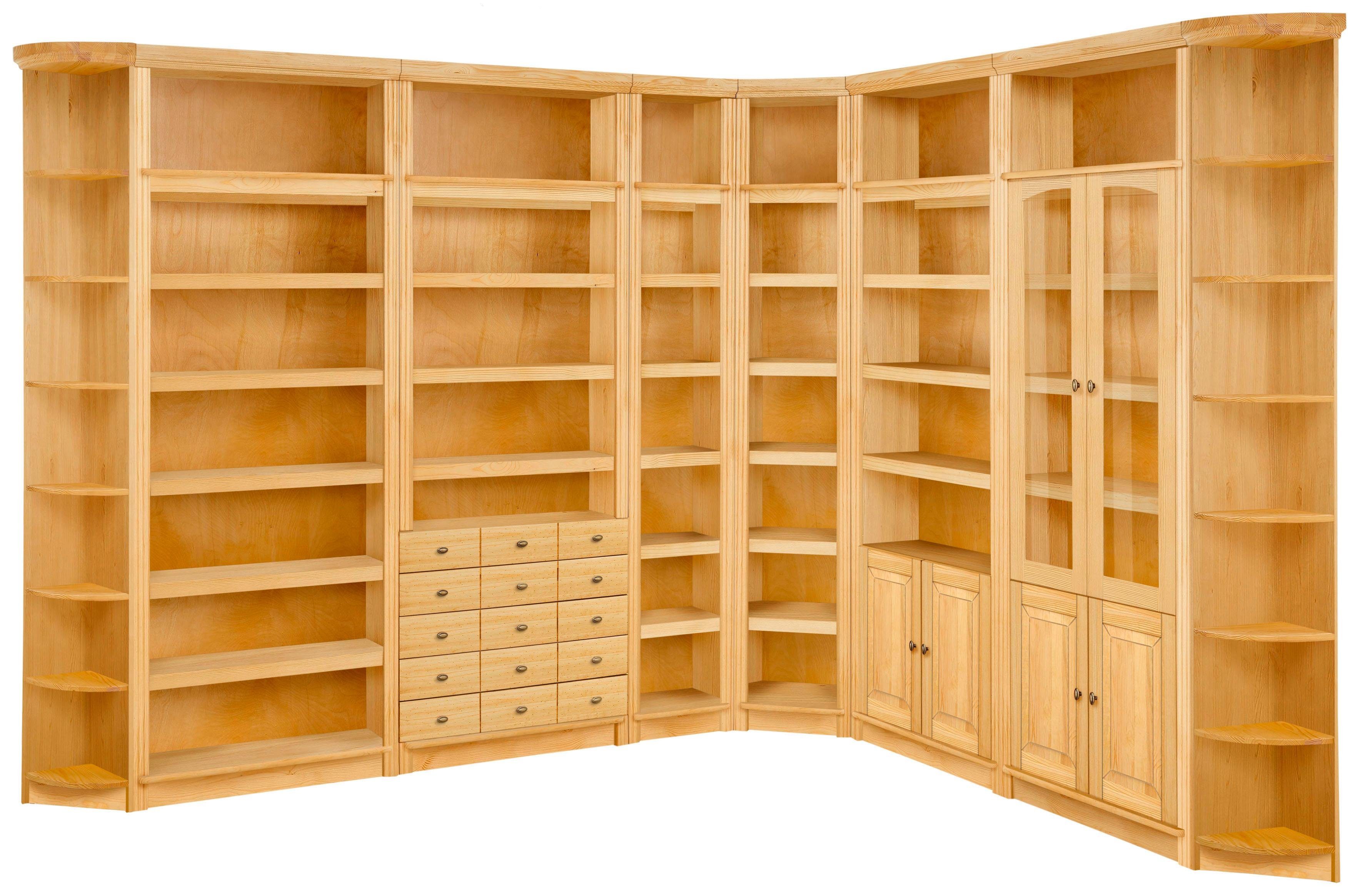 Home affaire Boekenkast Soeren massief grenen, in 2 hoogten, diepte 29 cm, deuren met vensterglas-inzet