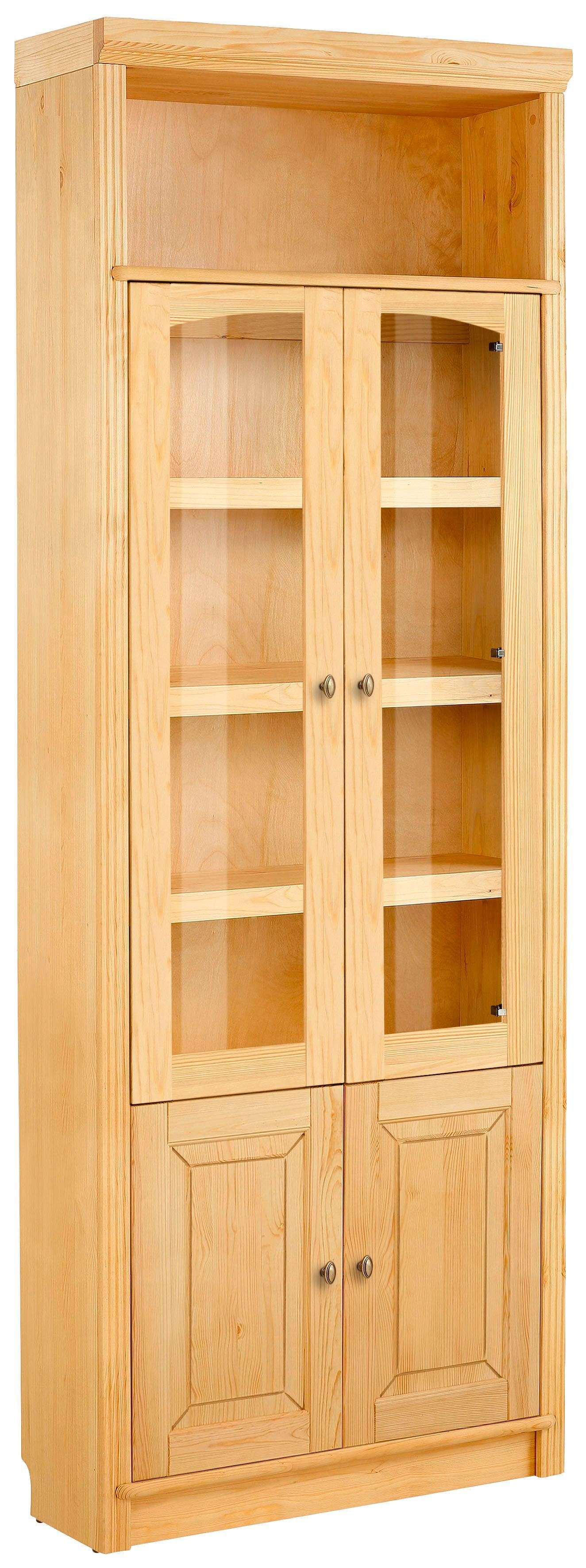 Home affaire Boekenkast Soeren massief grenen, in 2 hoogten, diepte 29 cm, deuren met vensterglas-inzet