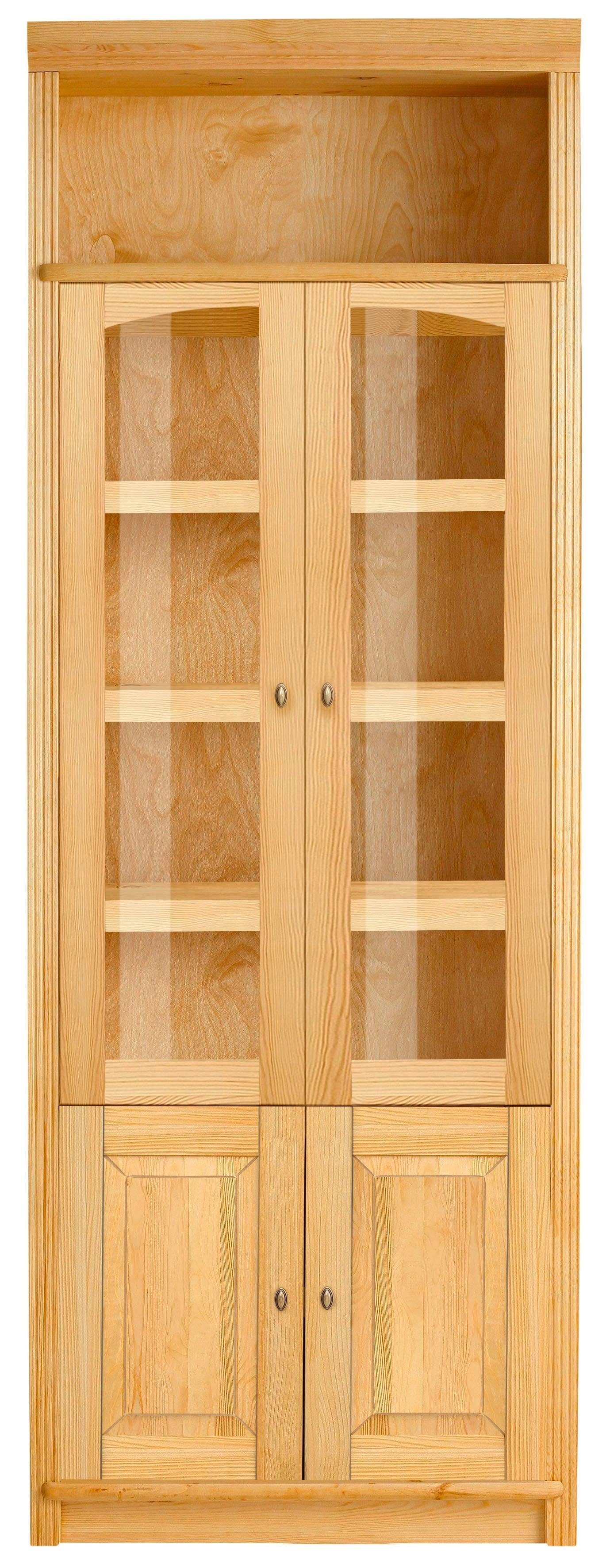 Home affaire Boekenkast Soeren massief grenen, in 2 hoogten, diepte 29 cm, deuren met vensterglas-inzet