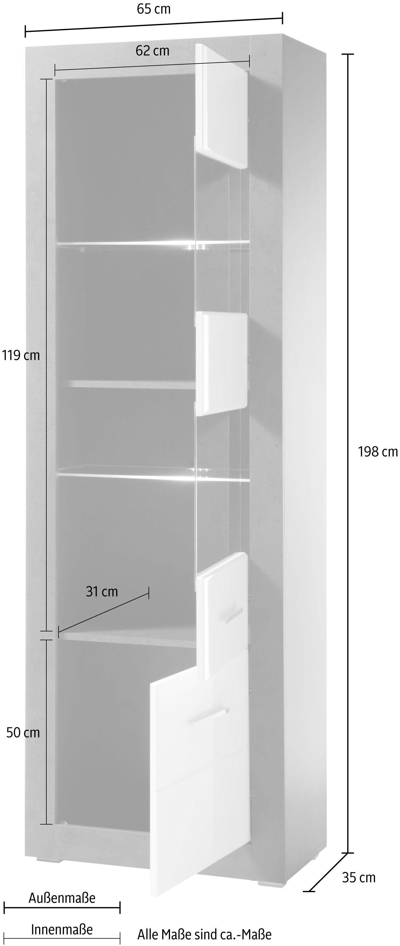 INOSIGN Vitrinekast Etero Hoogte 198 cm