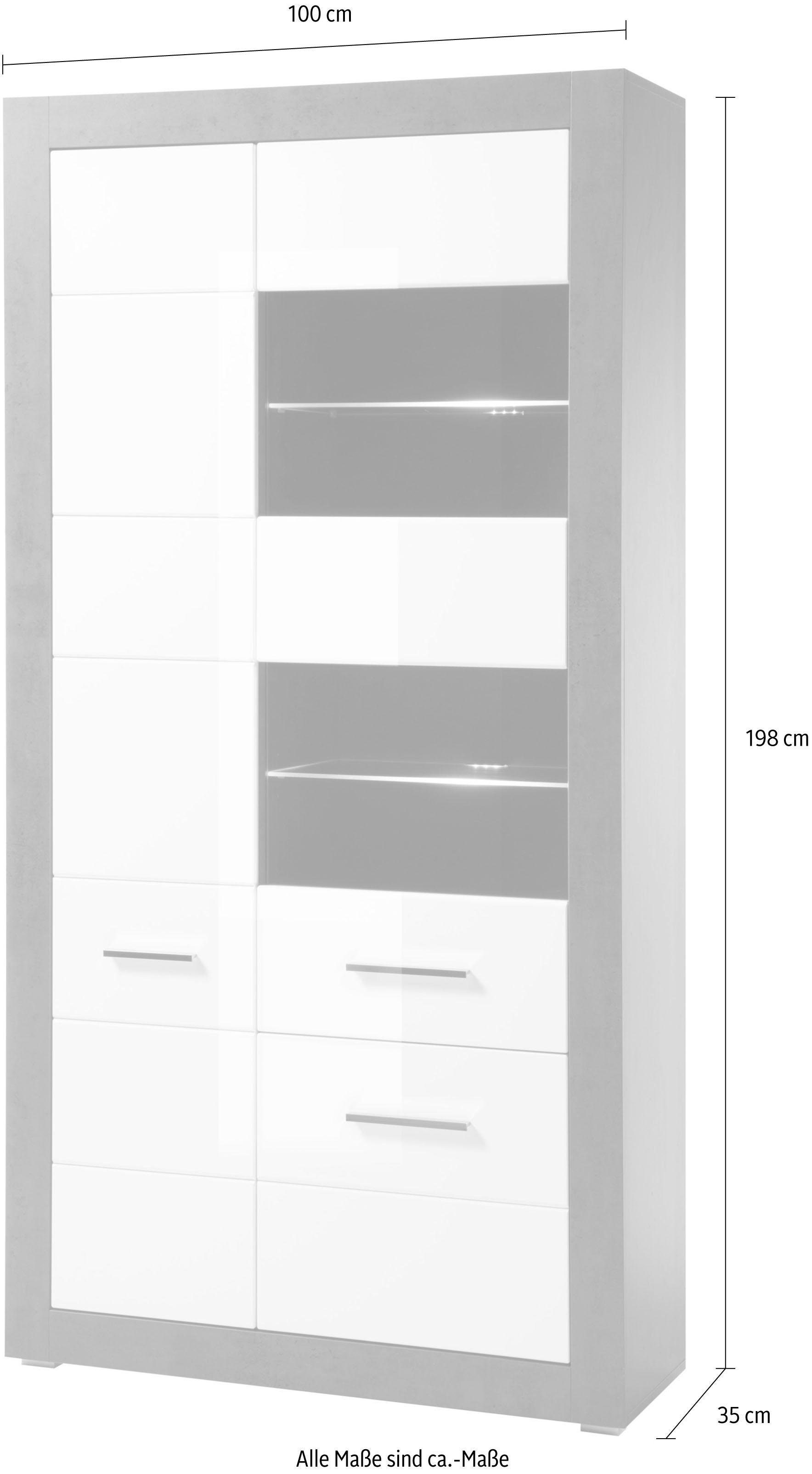 INOSIGN Vitrinekast Etero Hoogte 198 cm