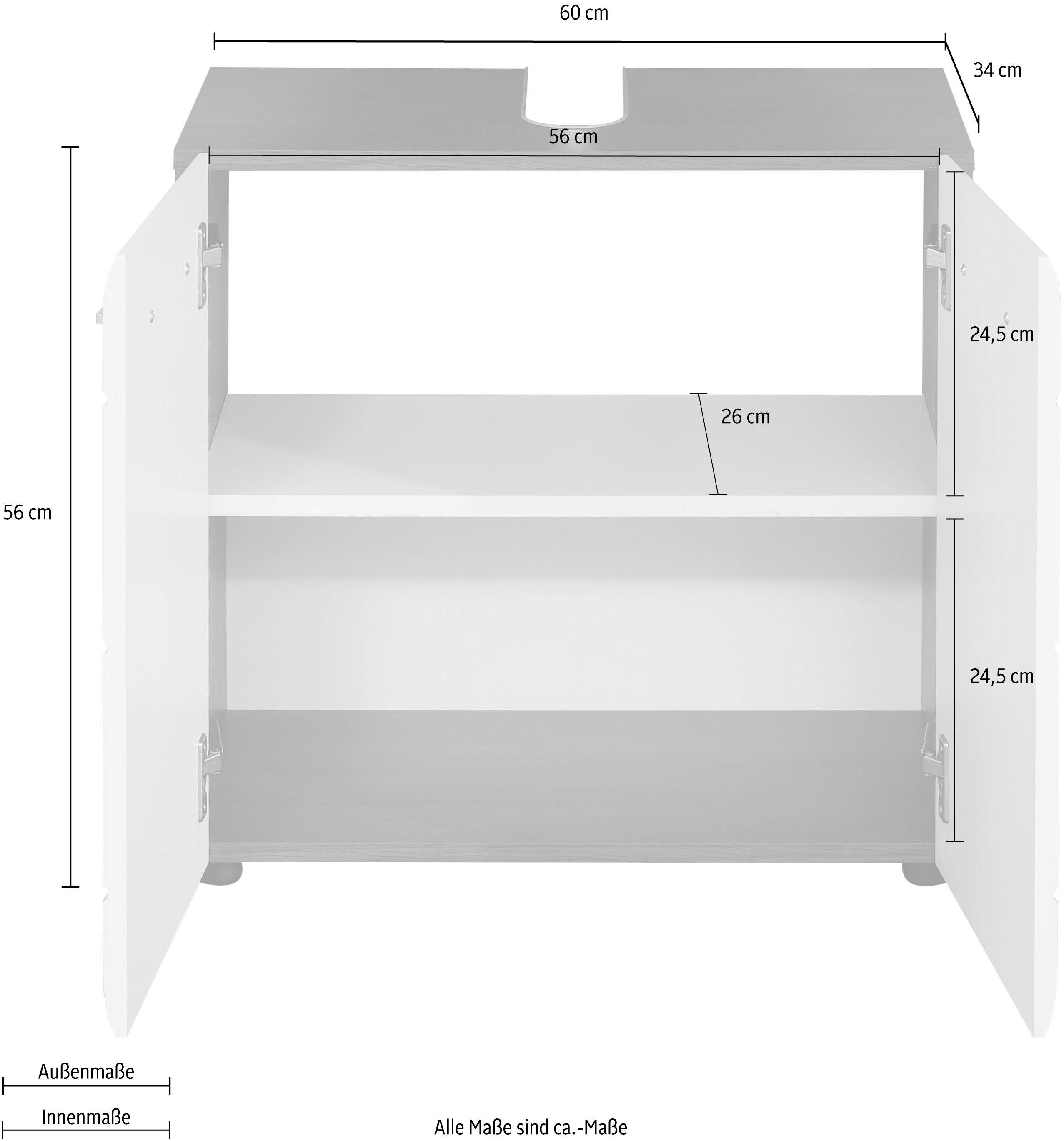 INOSIGN Wastafelonderkast Sovana Wastafel met verstelbaar vak - Afmetingen (B/D/H) 60/31/56 cm
