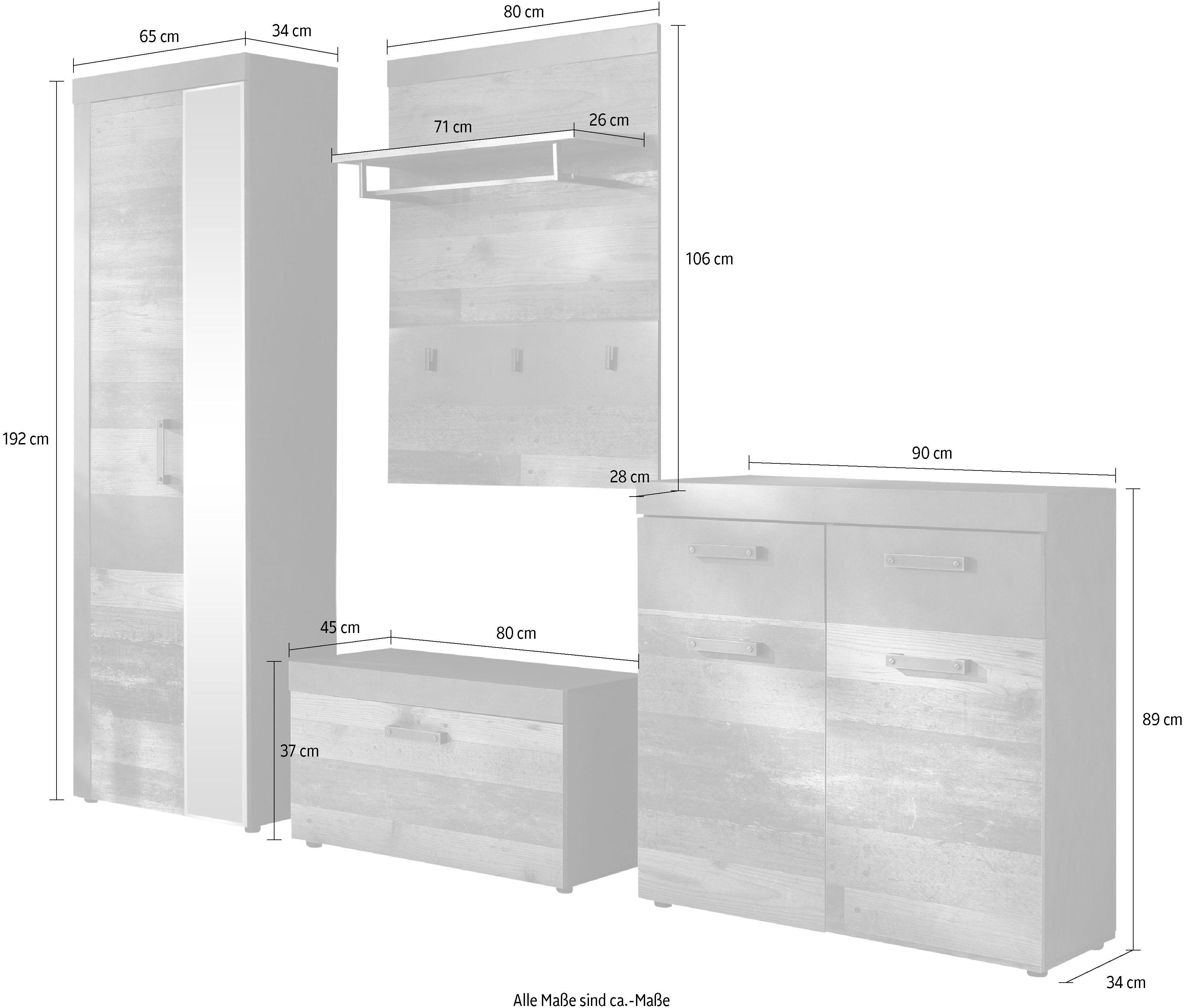 INOSIGN Halmeubelset Ilana moderne industriële stijl (set, 4-delig)