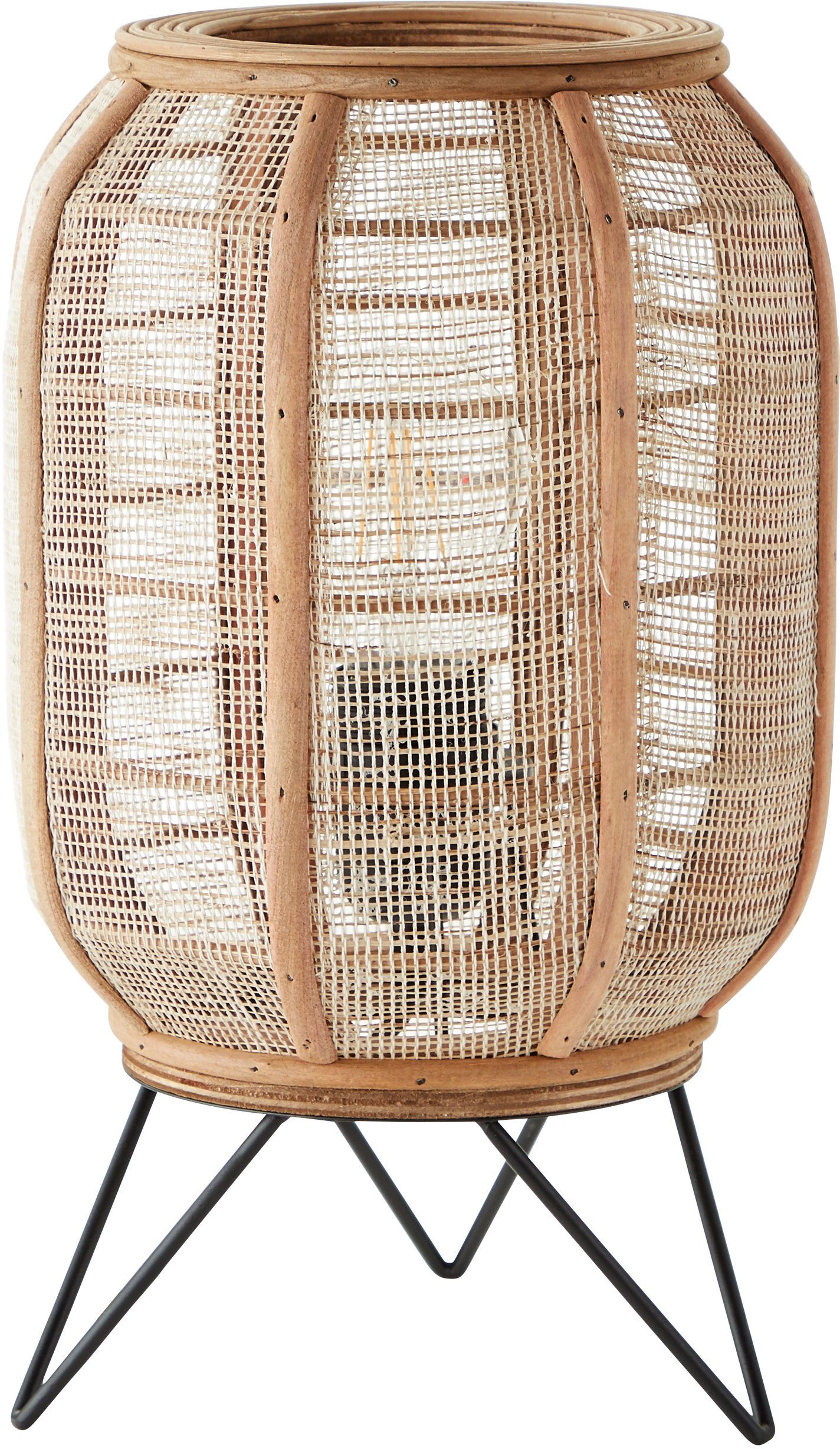 Home affaire Tafellamp Rouez Tafellamp in nature stijl met 32 cm hoogte, kap van textiel en hout
