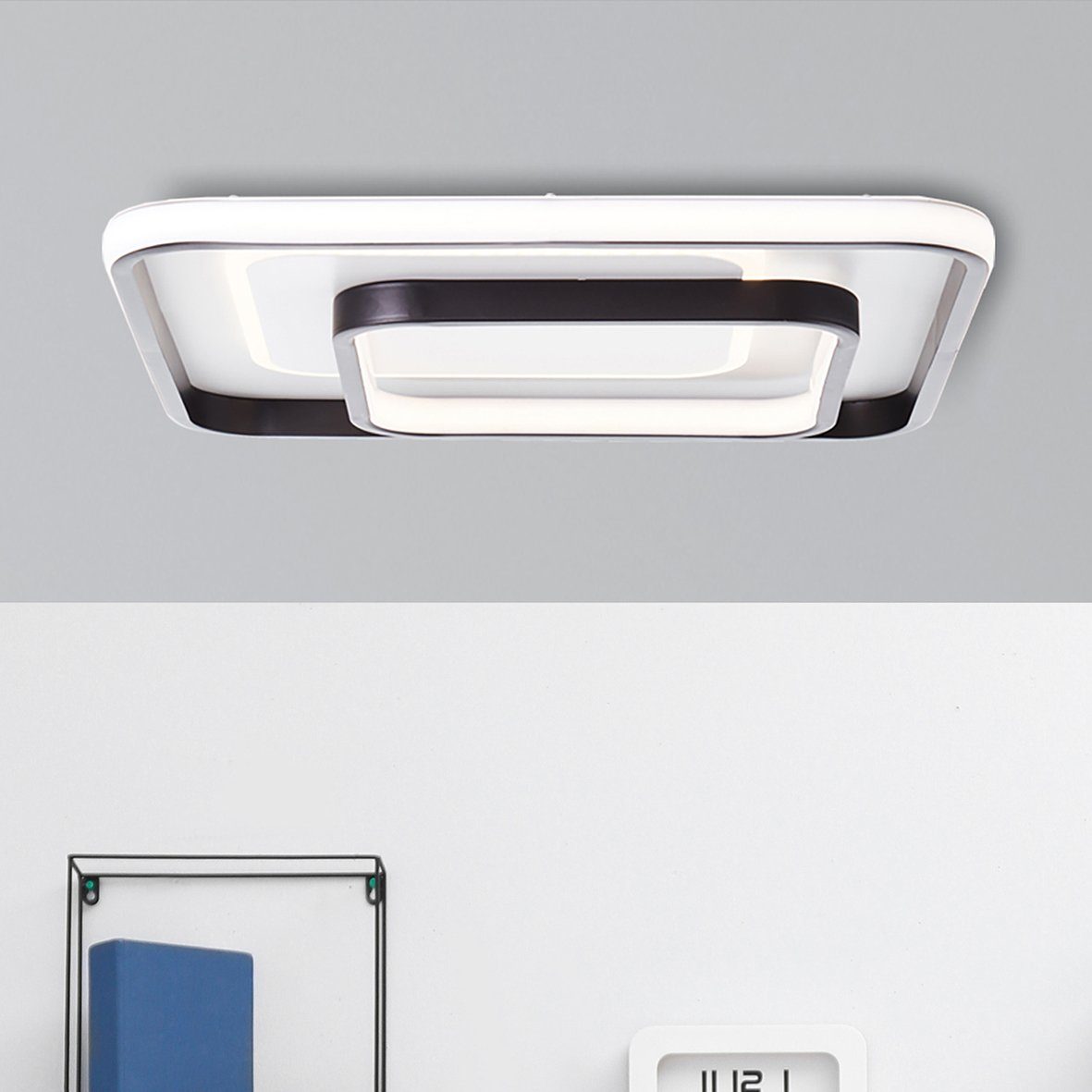 Brilliant Leuchten Led-plafondlamp Cava 40x40 cm, 5400 lm, warmwit licht, metaal, kunststof, wit/zwart (1 stuk)
