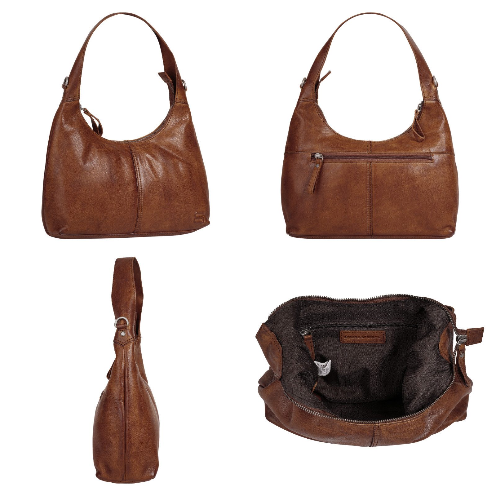 Spikes & Sparrow Schoudertas echt leder