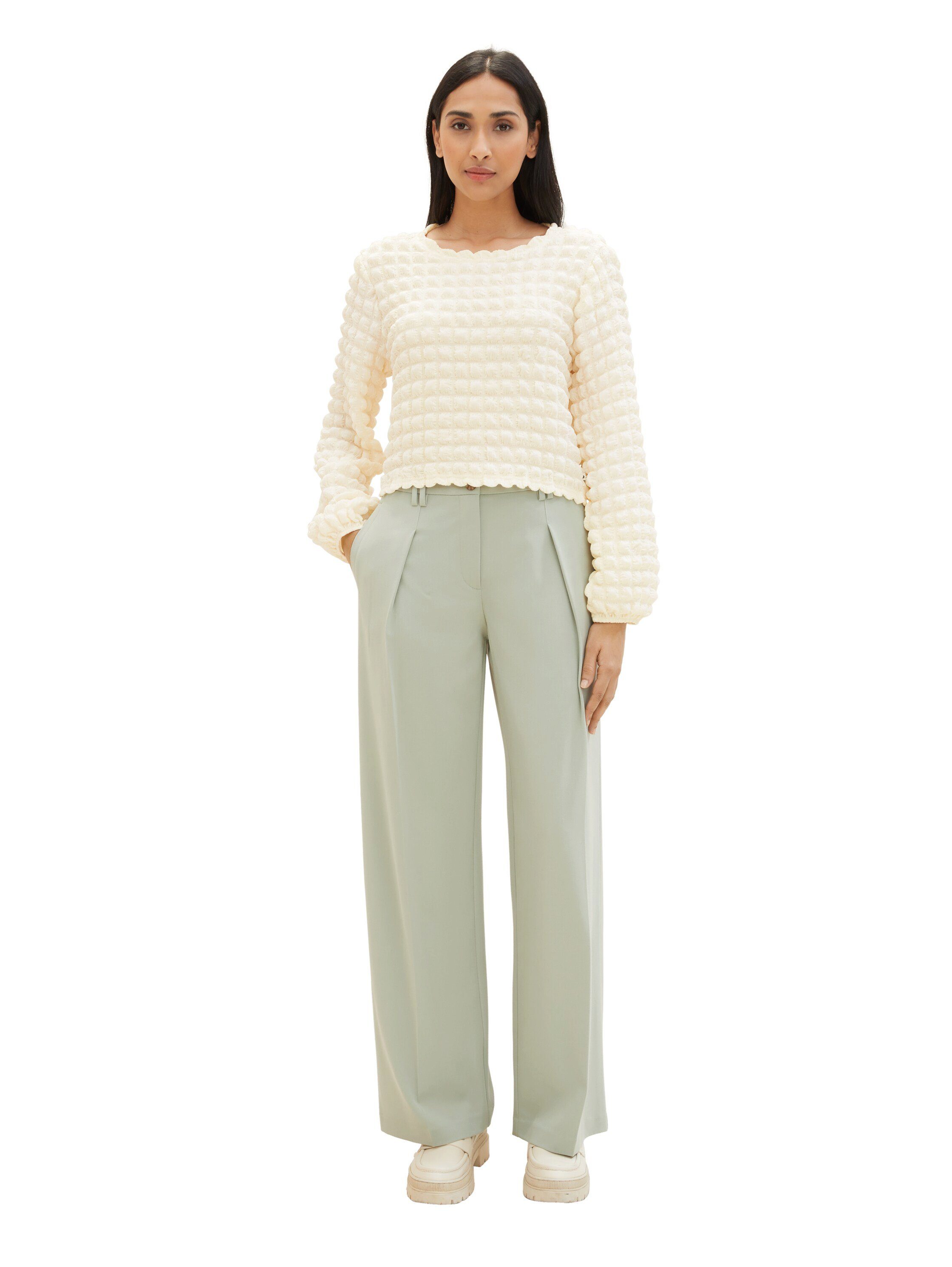 Tom Tailor Bandplooibroek Lea Wide Leg met wijde pijpen