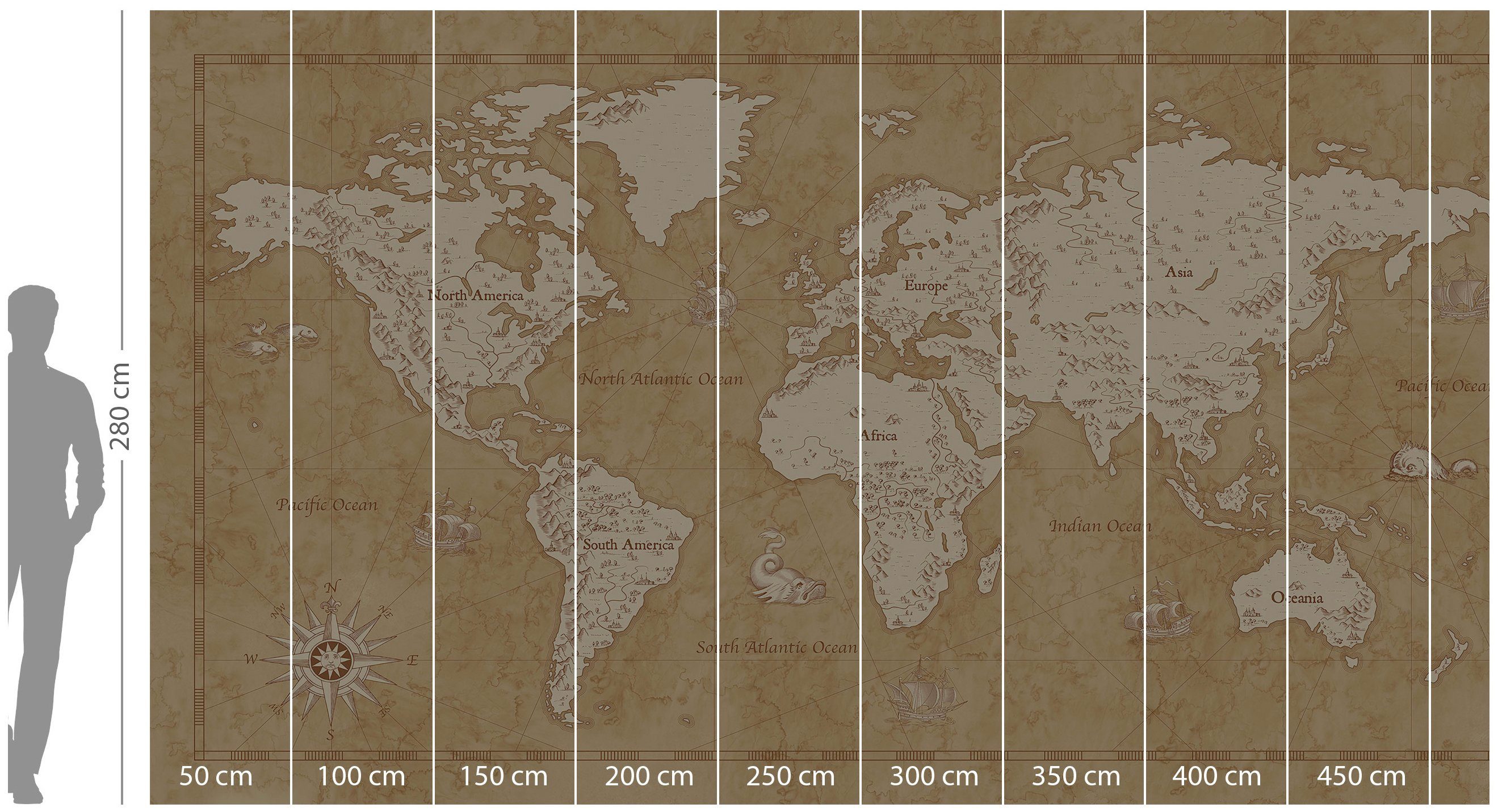 Komar Vliesbehang Vintage World Map online verkrijgbaar OTTO