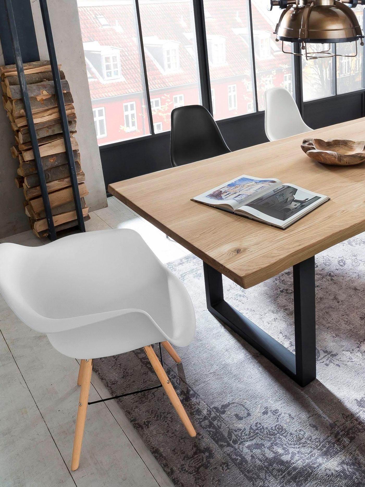 SIT Eettafel Tops&Tables met tafelblad van wildeiken, met boomstamrand, vintage