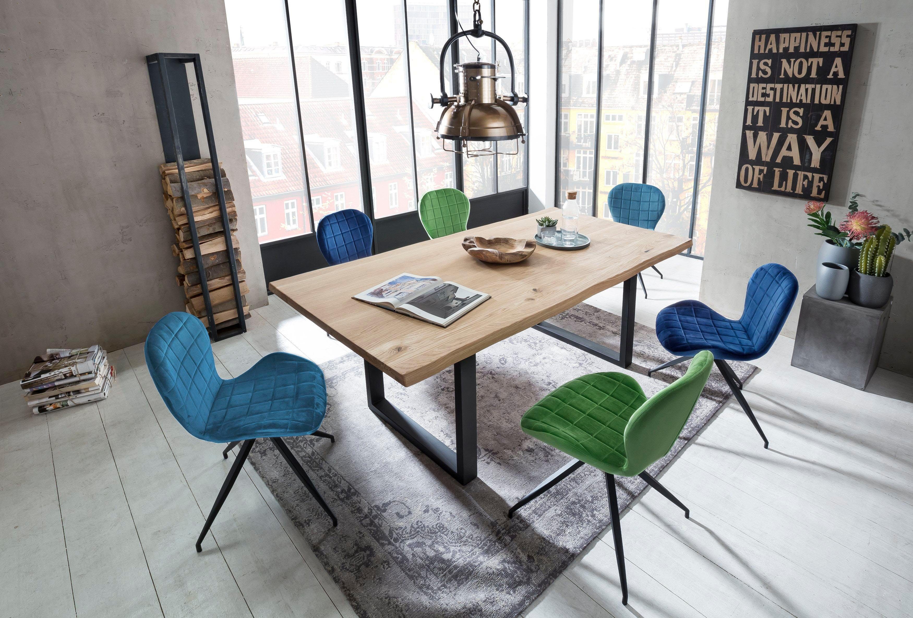 SIT Eettafel Tops&Tables met tafelblad van wildeiken, met boomstamrand, vintage