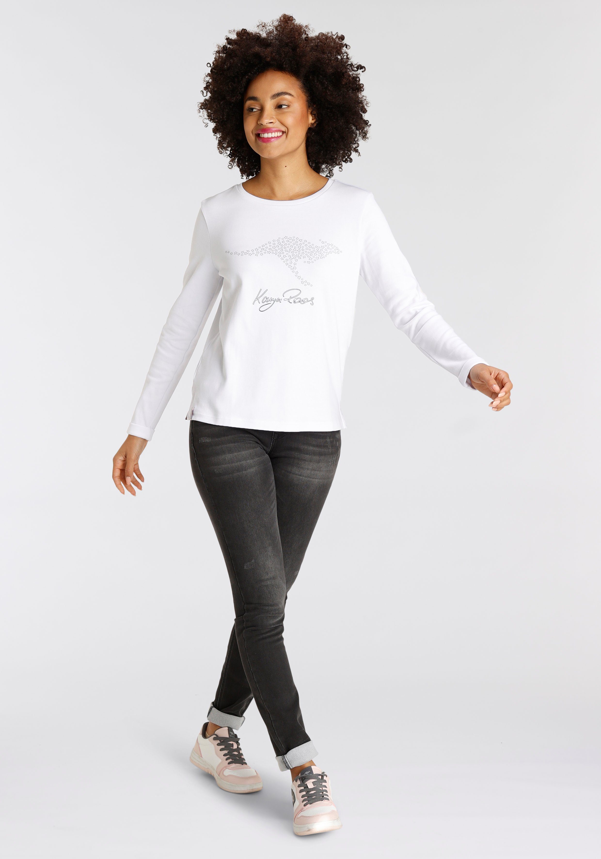 KangaROOS Sweatshirt Lange mouwen, figuurvolgend, effen, met ronde hals