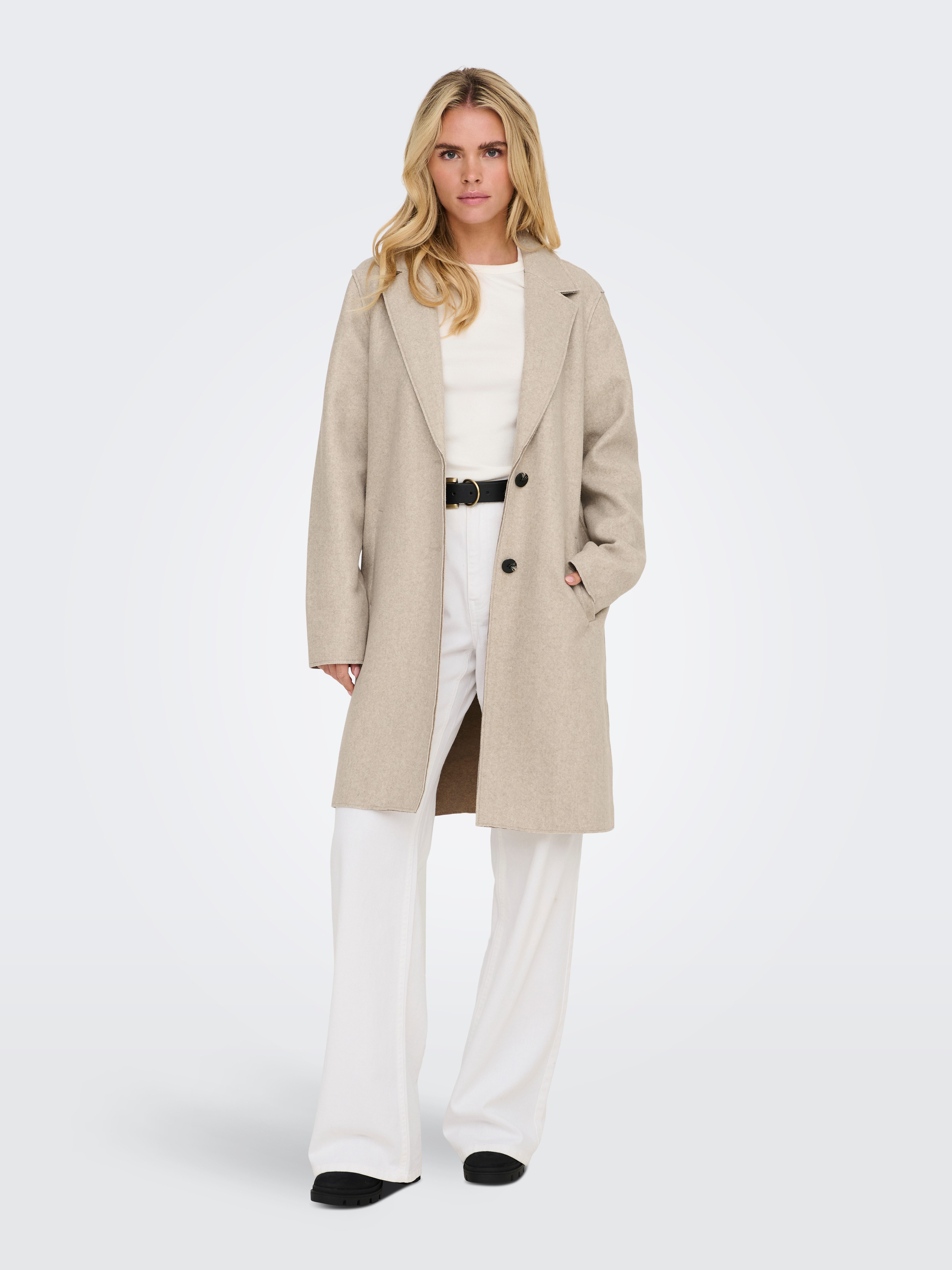 Only Lange jas ONLCARRIE BONDED COAT OTW NOOS