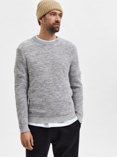 SELECTED HOMME Trui met ronde hals SLHVINCE LS KNIT BUBBLE CREW NECK NOOS