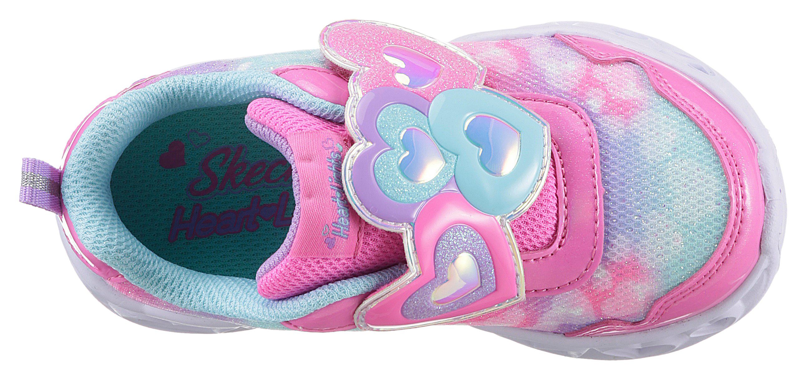 Skechers Kids Babyschoentjes Knipperschoen HEART LIGHTS - LOVIN REFLECTION , blink,-klittenbandschoen met hart-applicatie, maat sjabloon om te downloaden