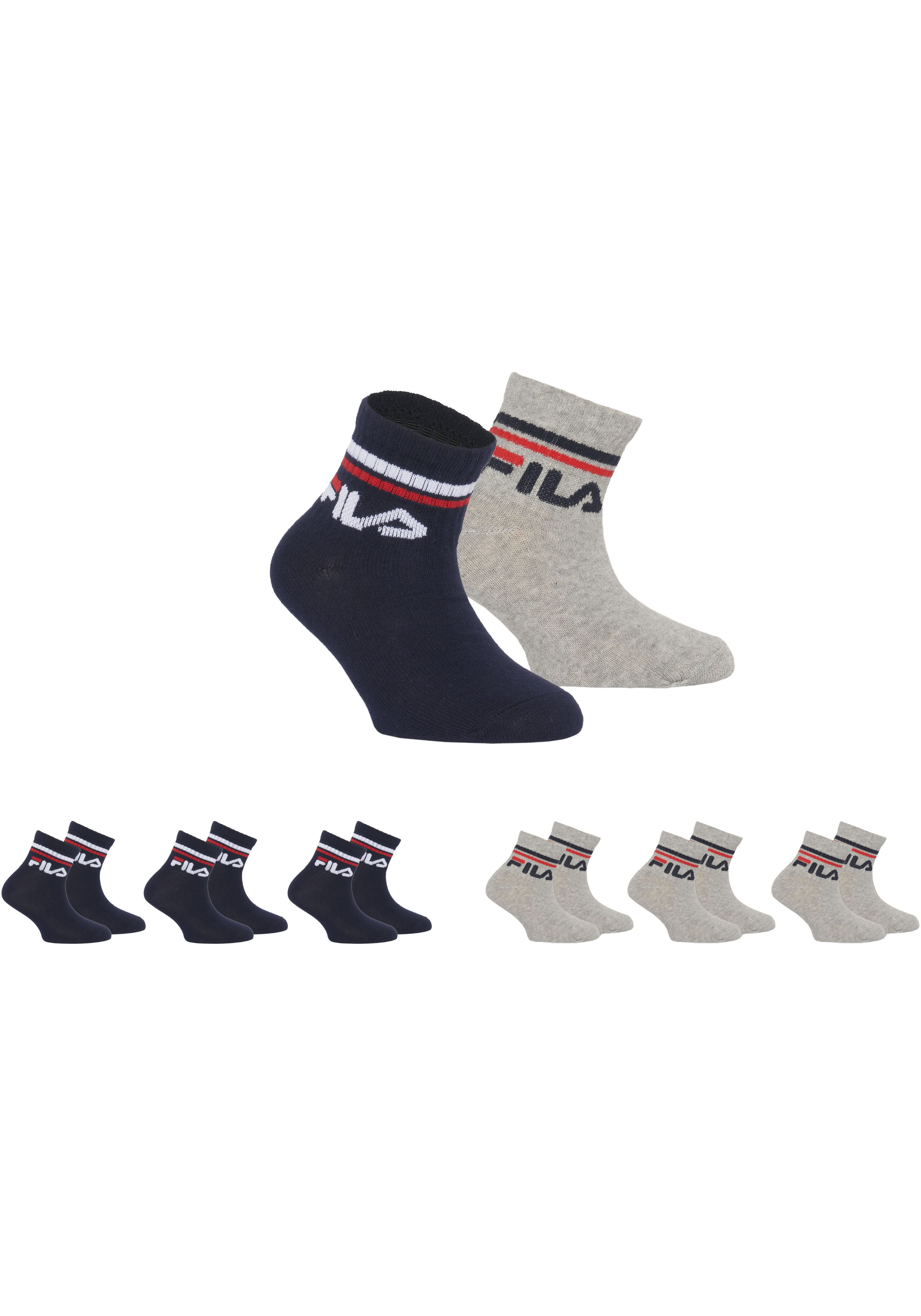 Fila Korte sokken met gebreid logo in de ribband, kindersokken (set, 6 paar)