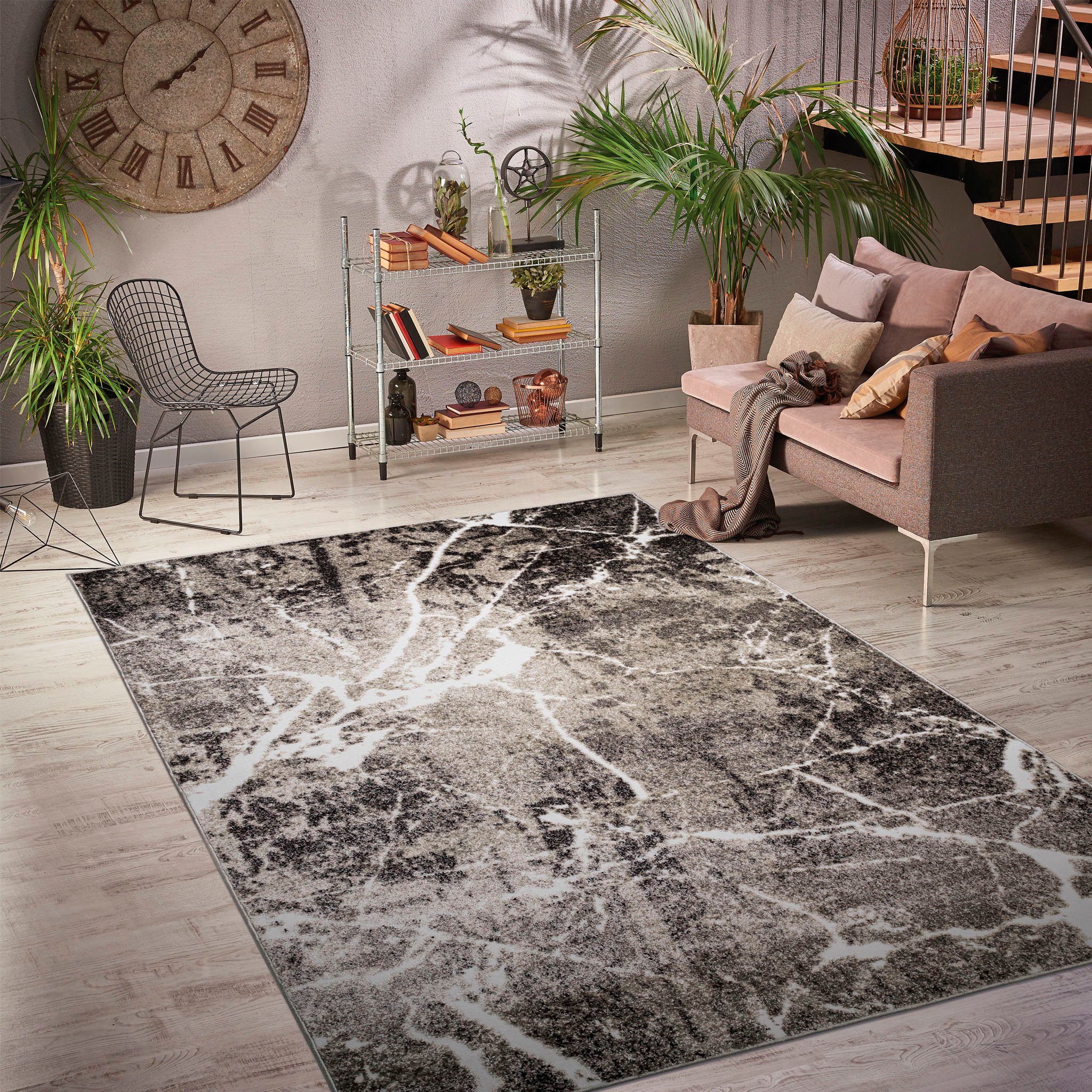 my home Vloerkleed Manrik met bijzonder zachte pool, kortpolig, modern marmerontwerp