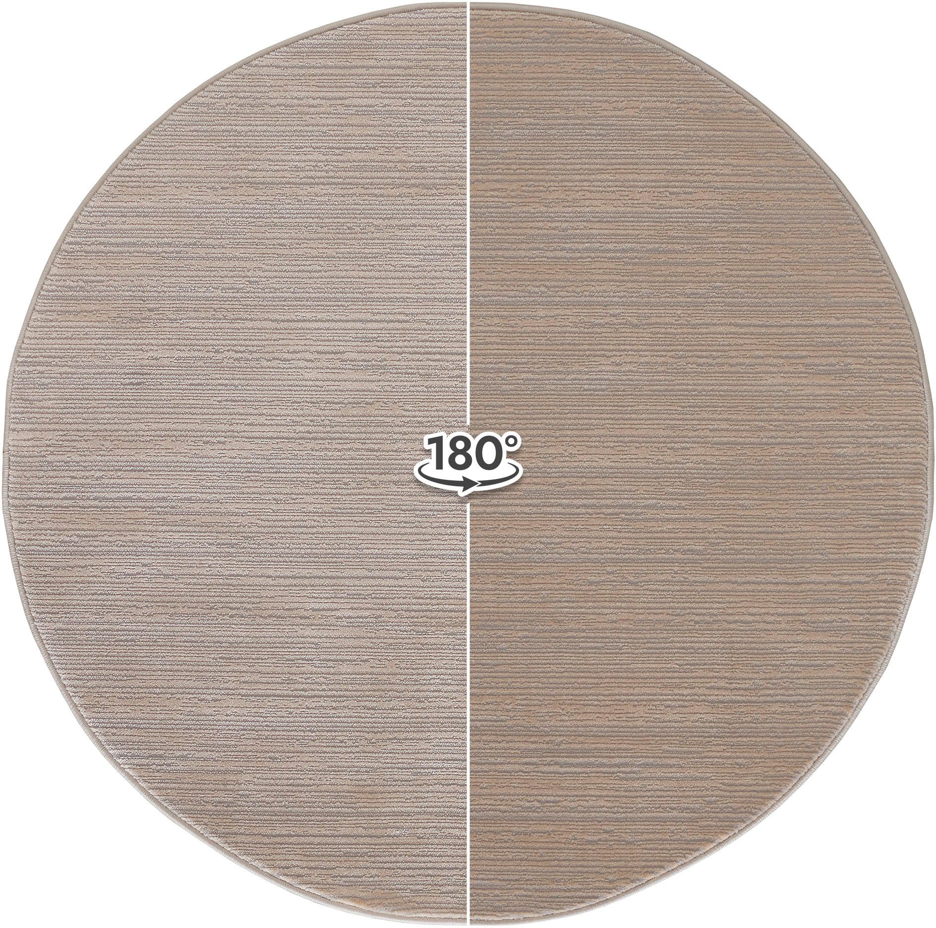 Sehrazat Vloerkleed Lima Korte pool tapijt met subtiele glans, hoogwaardige afwerking moderne vloerkleden maat Ø 120 cm x 10 mm beige