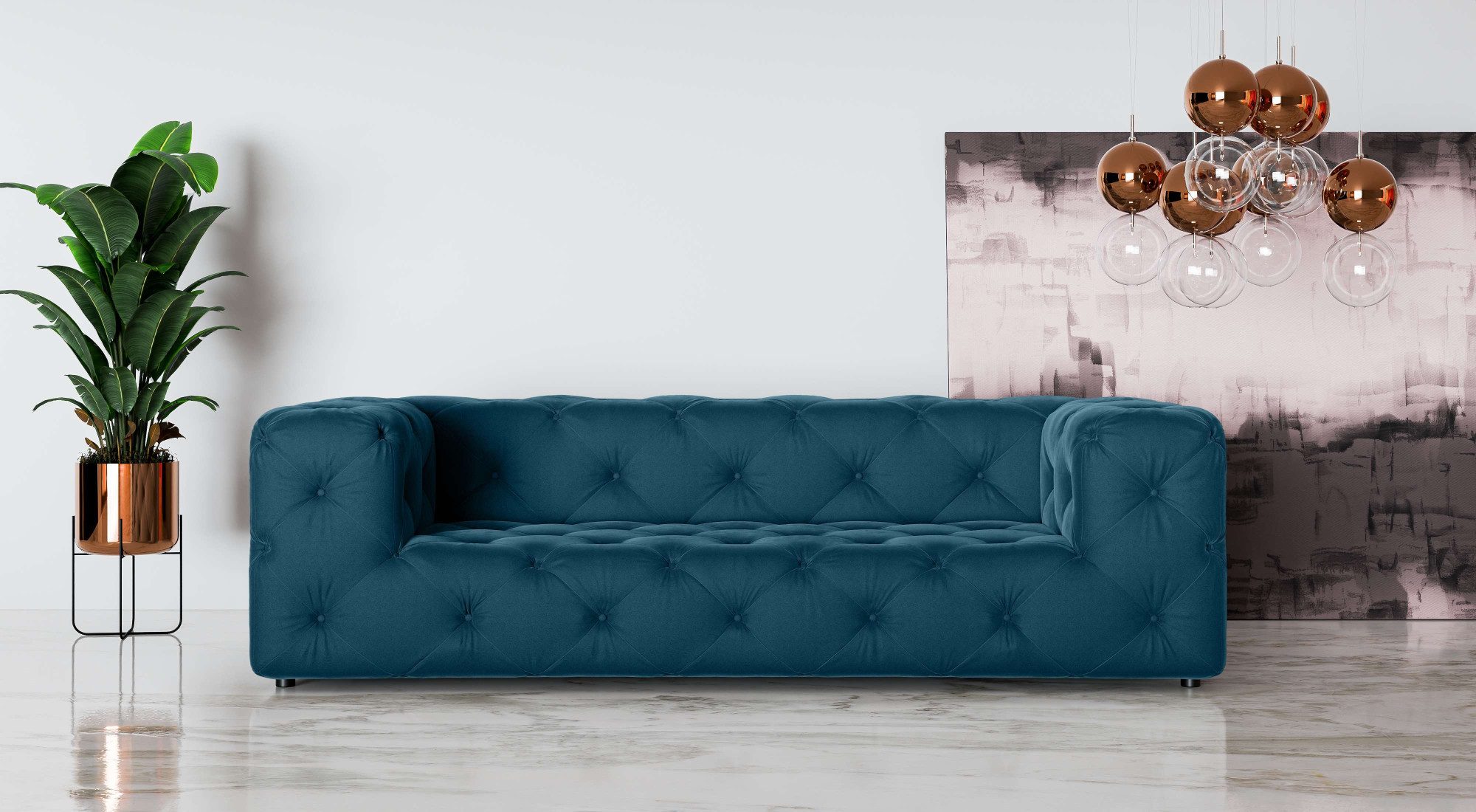 Places of Style 3-zitsbank FOLLINA 3-zits bank met klassieke chesterfield knoopverwerking