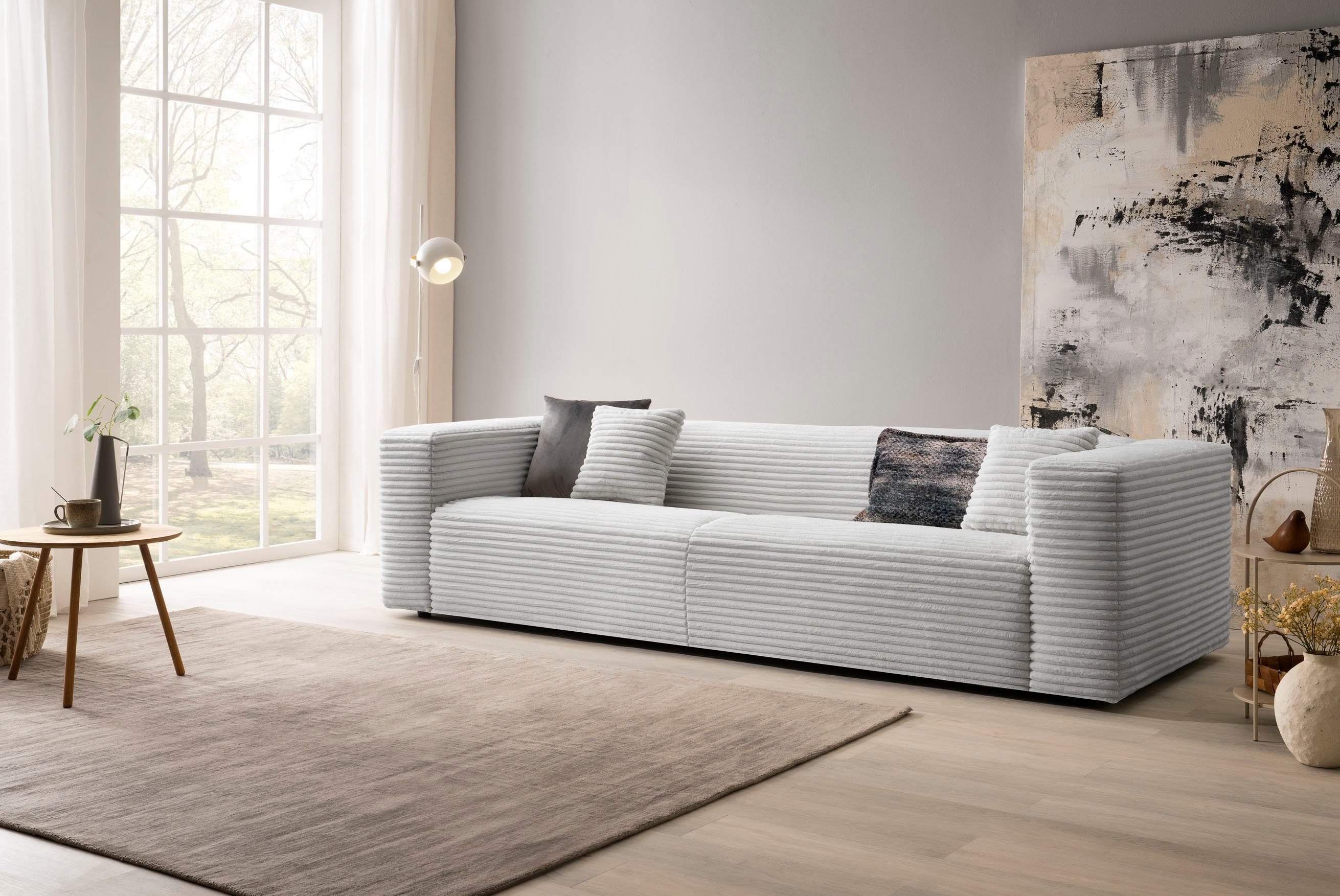 andas 3-zitsbank BAKELS, bank in cord of bouclé stof, sofa in modern ontwerp comfortabele zitcomfort, in 2 stoffen en 8 kleuren beschikbaar