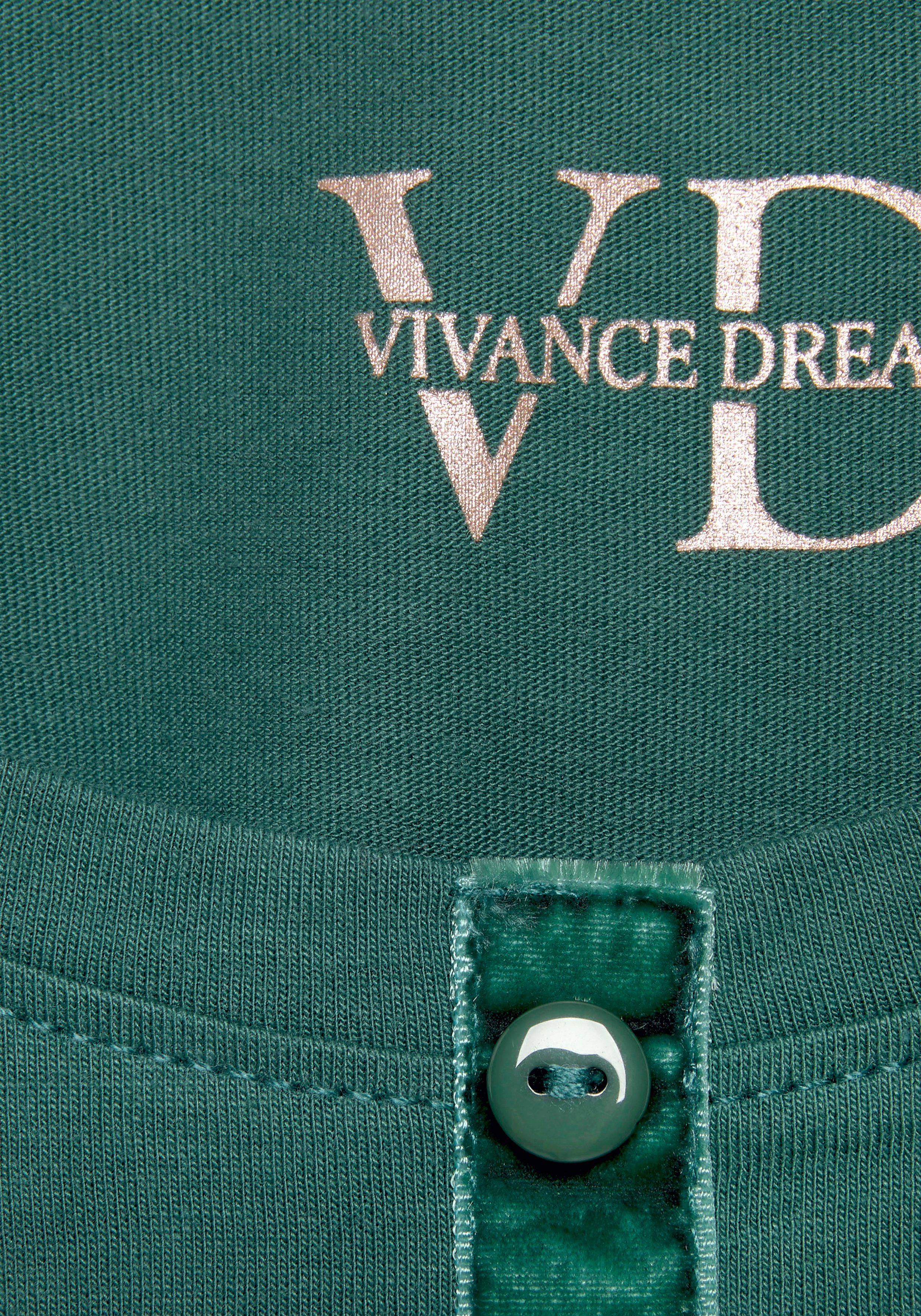 Vivance Dreams Pyjama top met fluwelen knoopsluiting