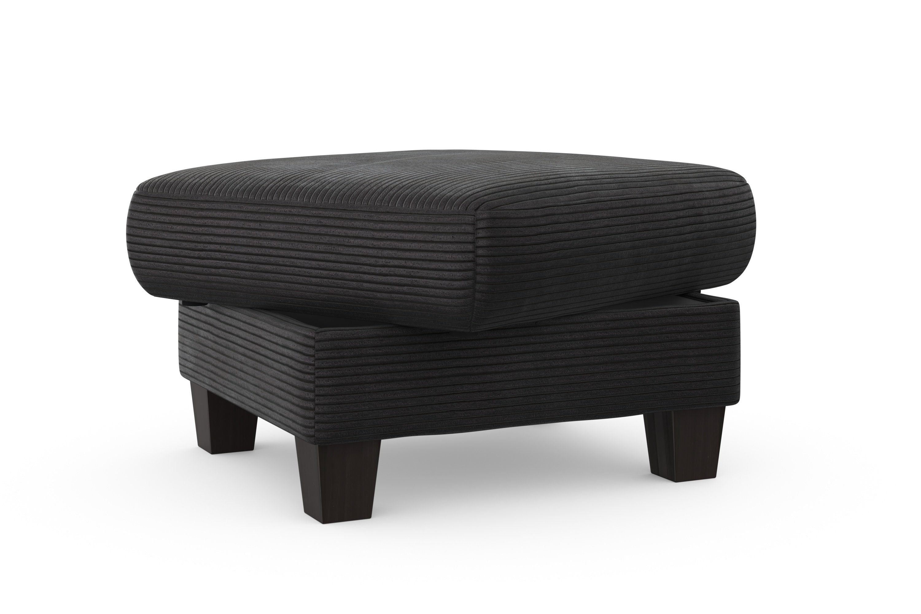 Home affaire Hocker Summer met bergruimte, cord-bekleding, wengékleurige houten poten