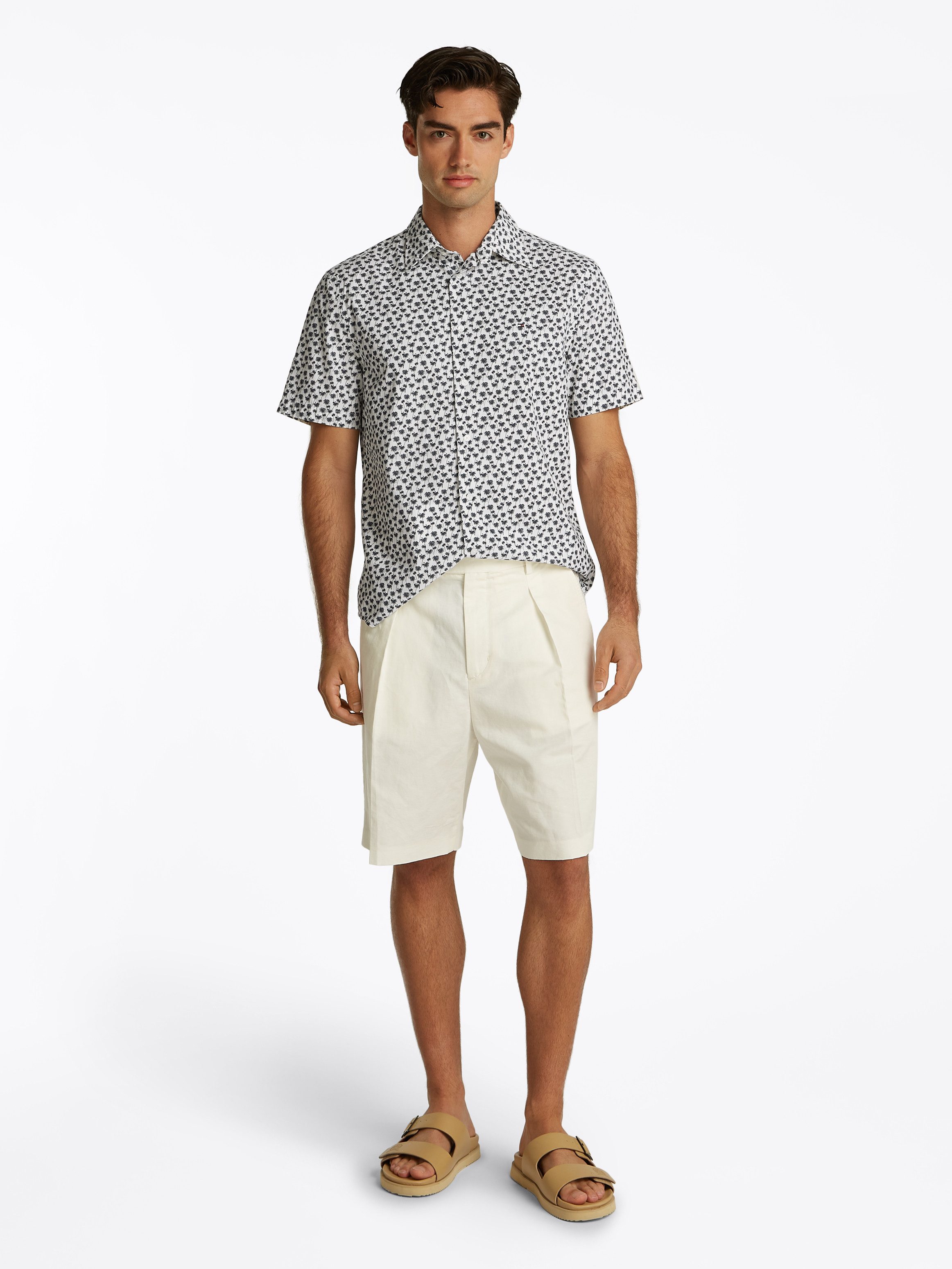 Tommy Hilfiger Overhemd met korte mouwen FLEX POPLIN PALM SS SF SHIRT