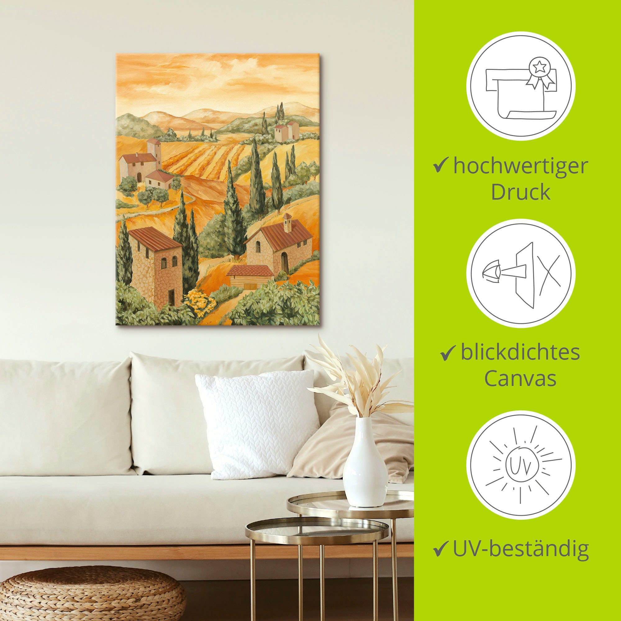 Artland Artprint Italië Toscane als artprint van aluminium, artprint voor buiten, artprint op linnen, poster in verschillende maten. maten