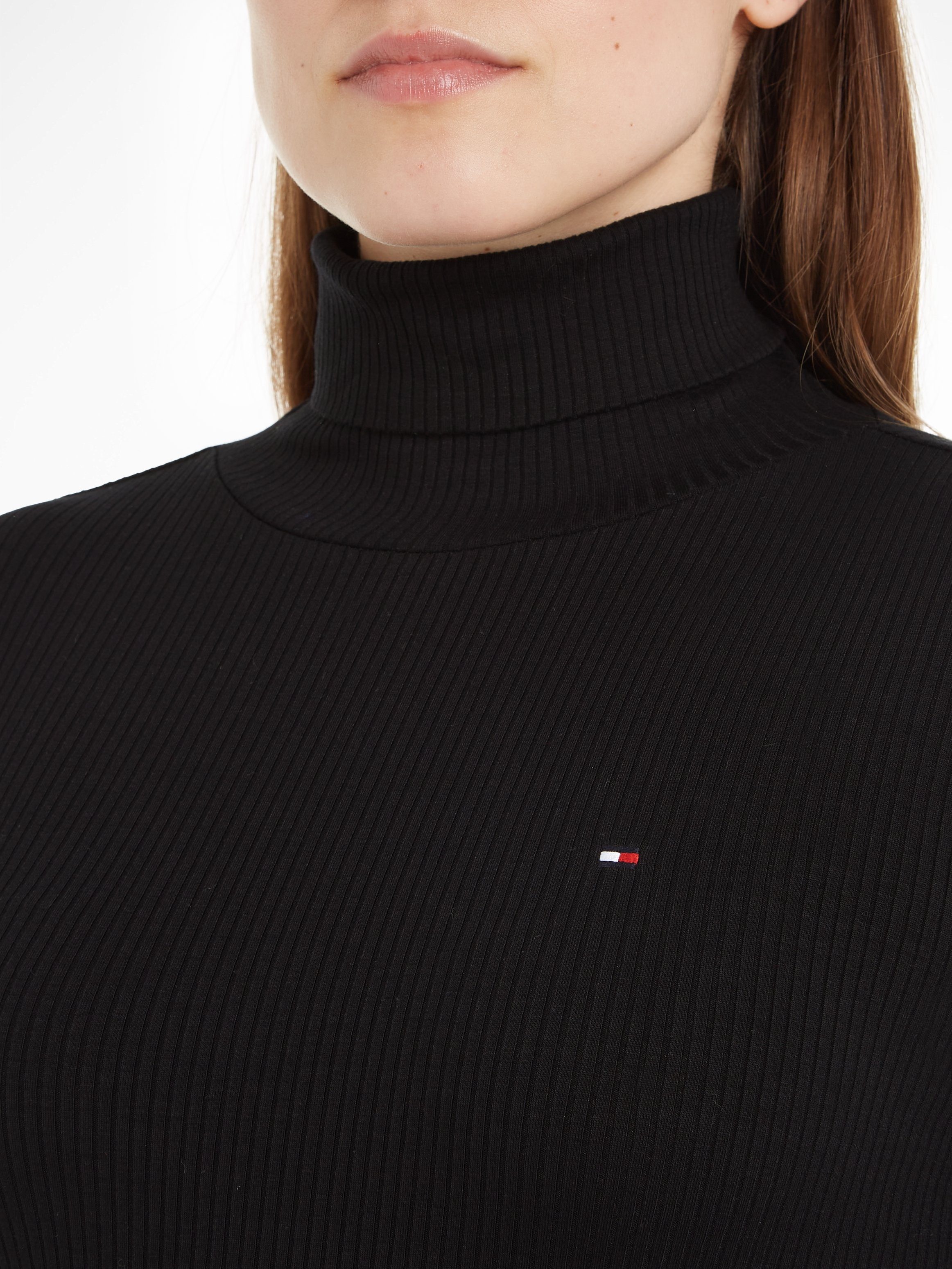 Tommy Hilfiger Shirt met lange mouwen SLIM 5X2 RIB ROLL-NK LS in een geribde structuur