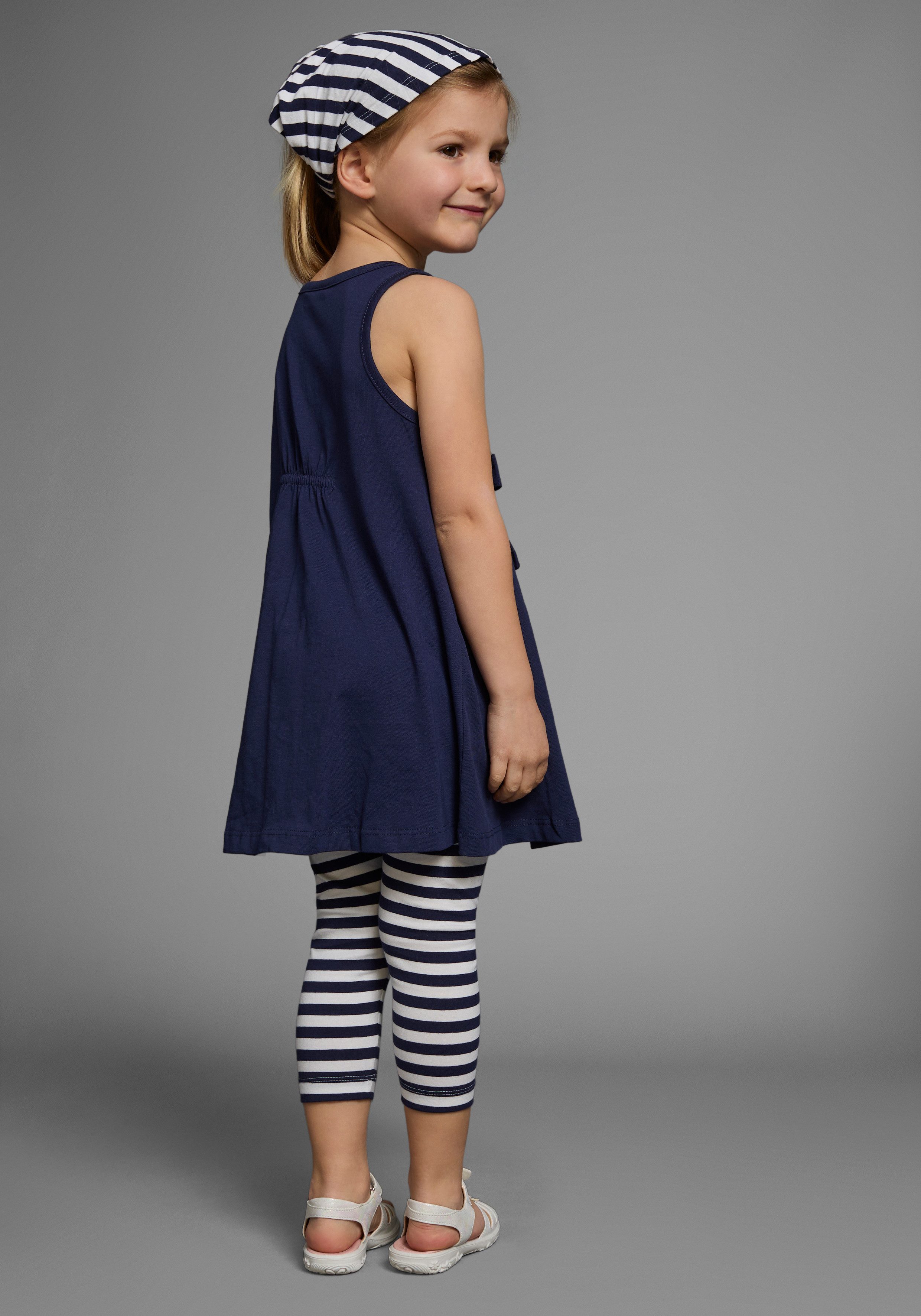 KIDSWORLD Jurk, legging & haarband 3-delig set: jurk, capri en gestreepte haarband (set, 3-delig)